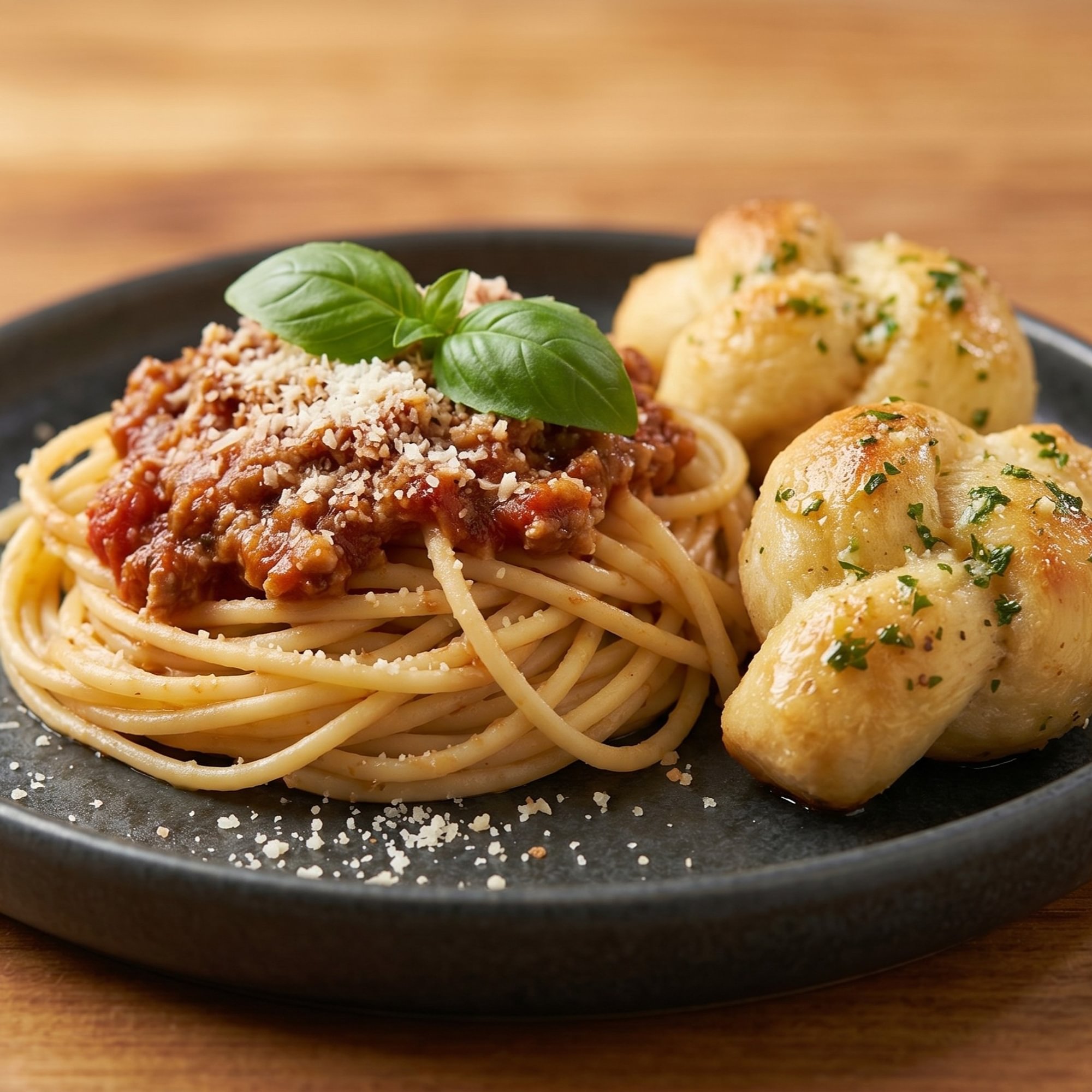Kid's Plain Spaghetti, Two Garlic Knots & Soft Drink