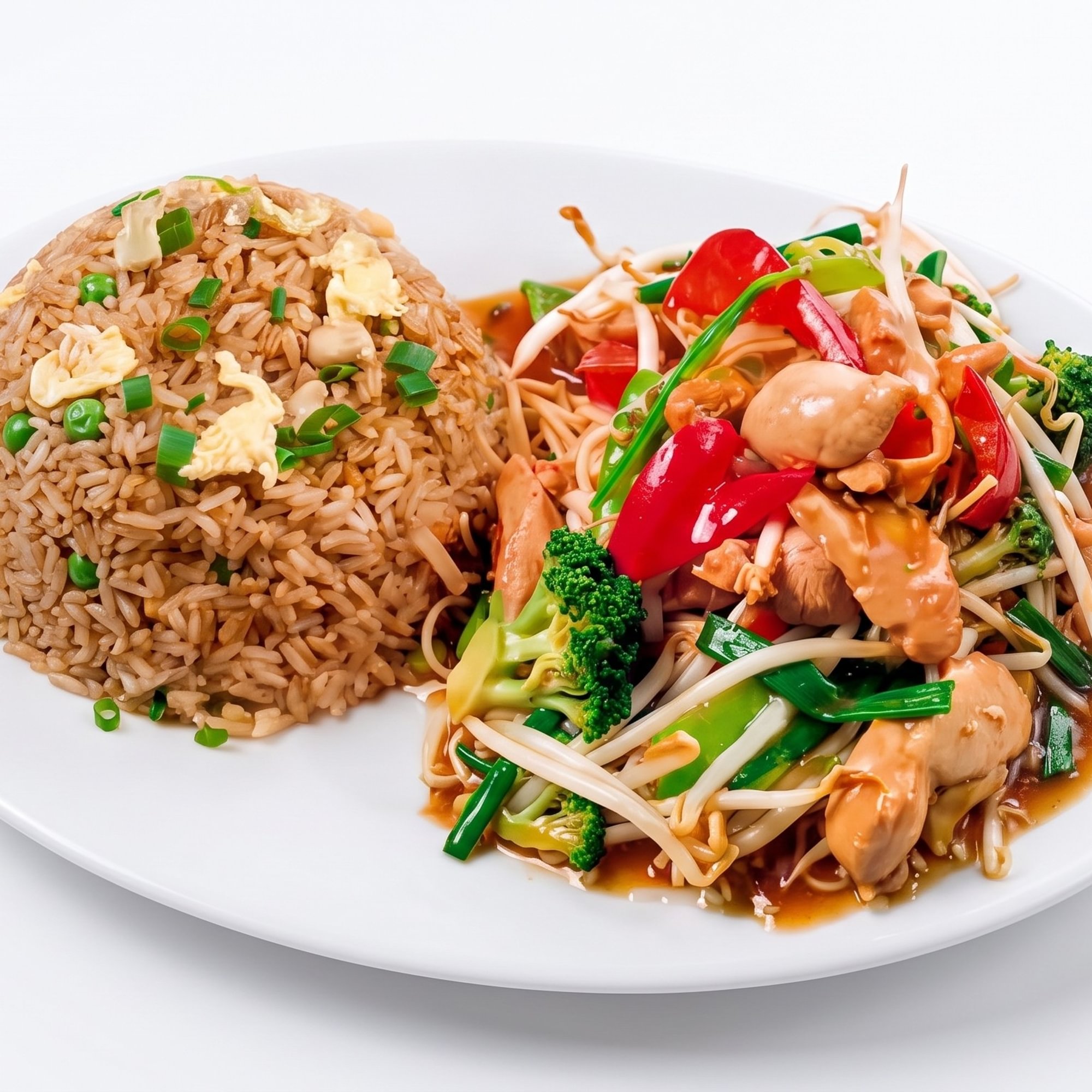 Combinado Chifa de Pollo [Chicken, Fried Rice & Noodle Combo]