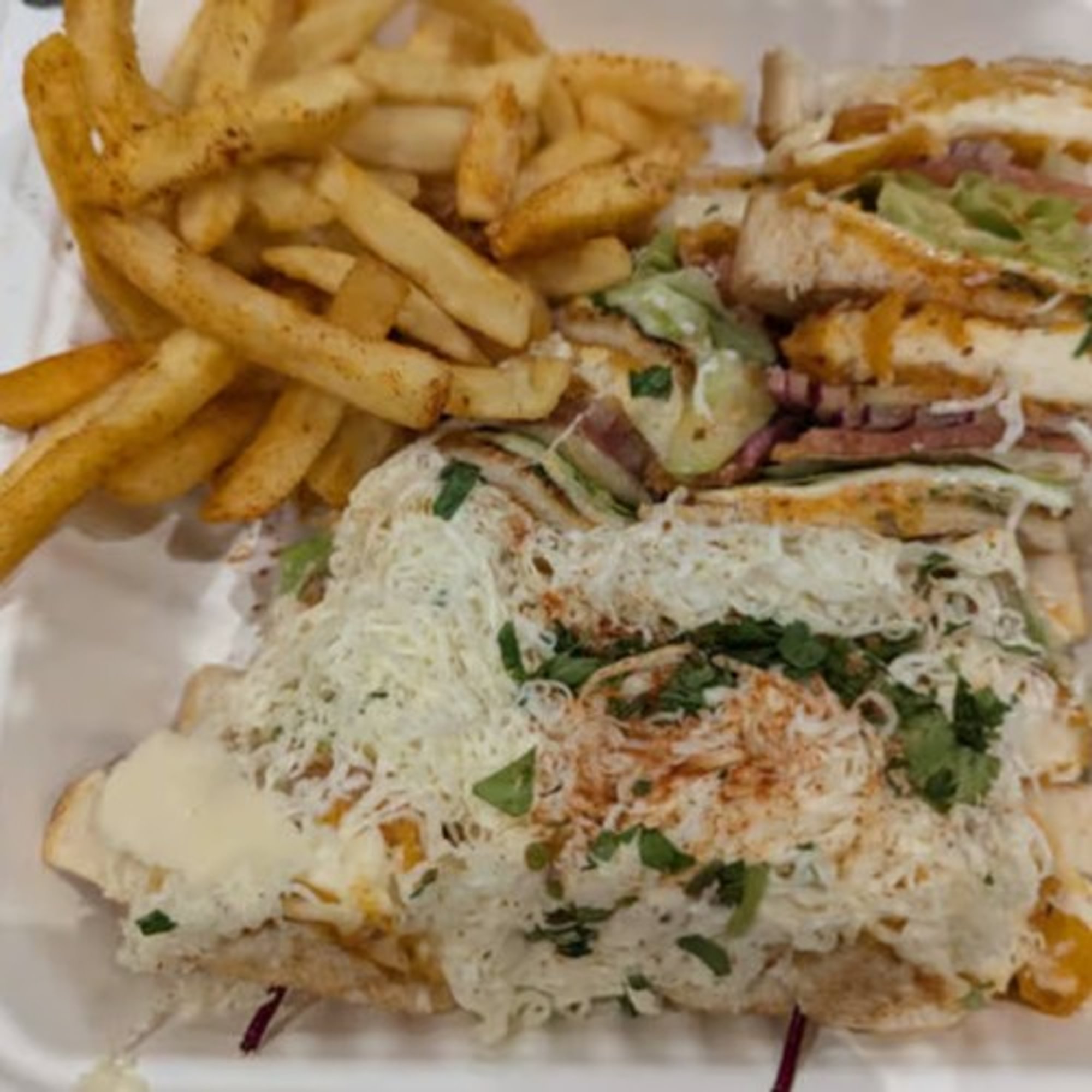 Peri Peri Paneer Club Sandwich & Peri Peri French Fries