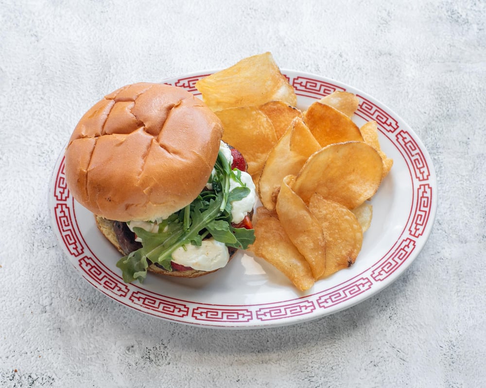 Turkey Burger with Roasted Red Pepper and Goat Cheese