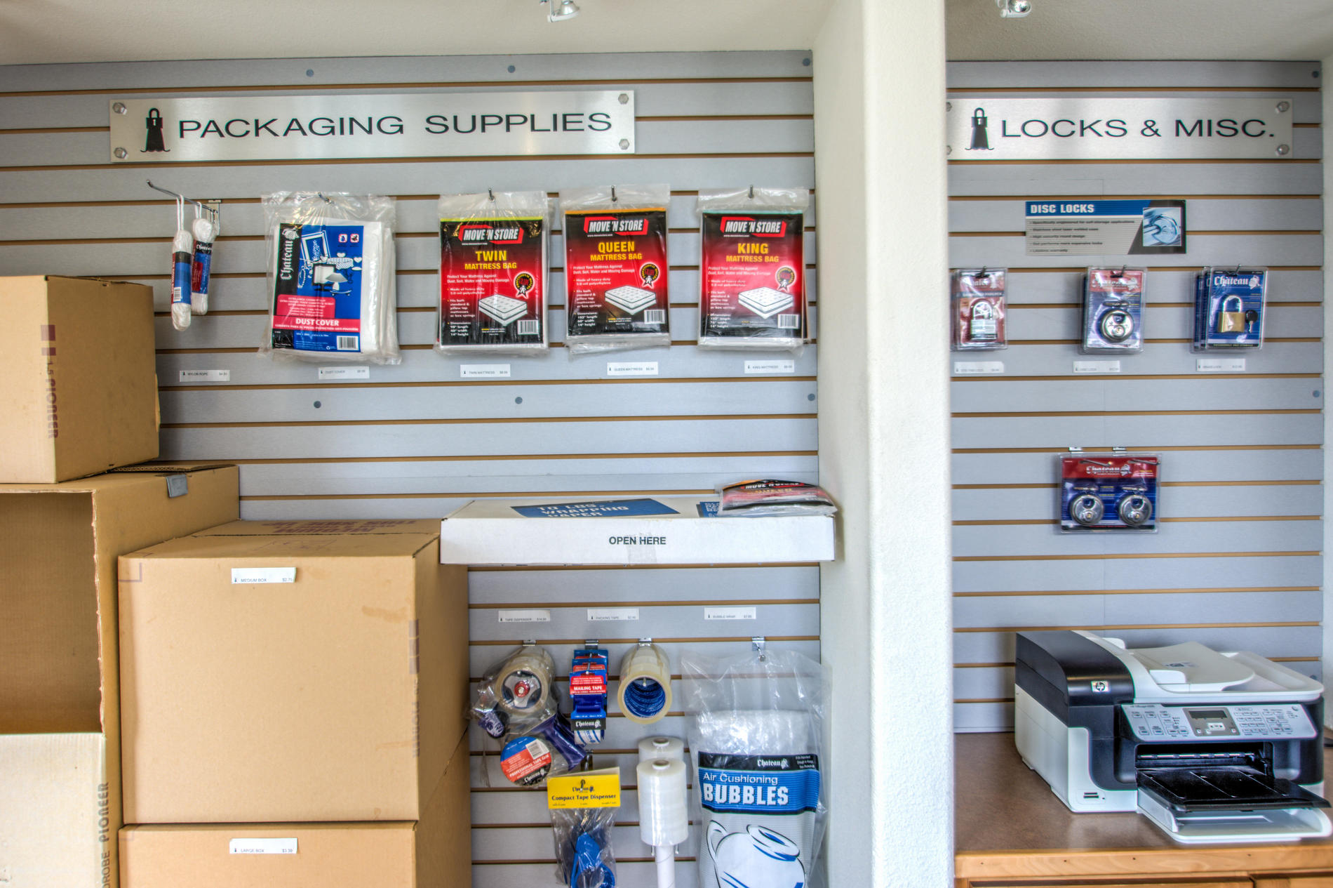 We sell boxes, moving supplies and packing supplies.