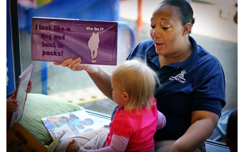 It is never too early to focus on language and literacy!  All of our classrooms enjoy frequent story times!