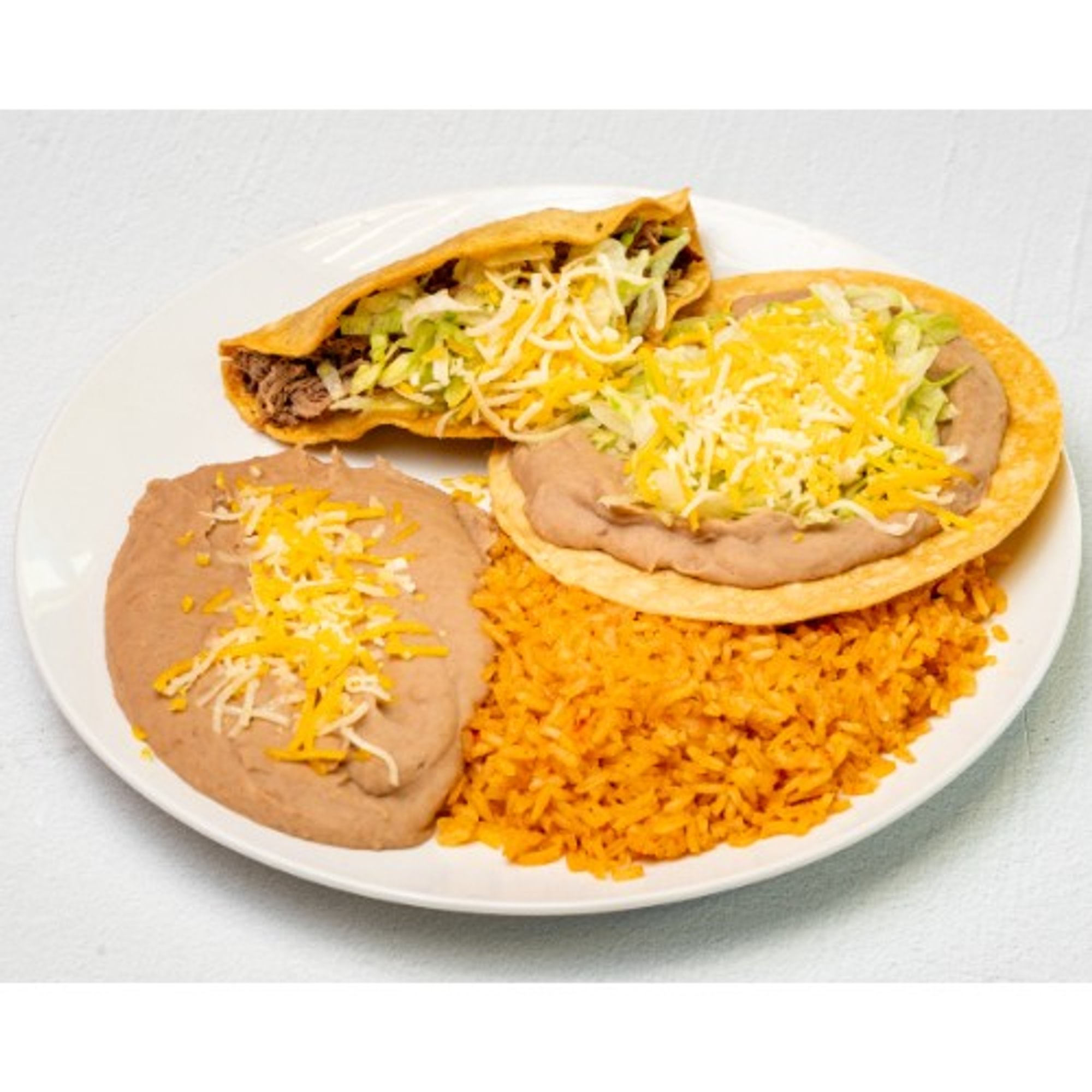 Combo 1 - Bean Tostada & Beef Taco Plate
