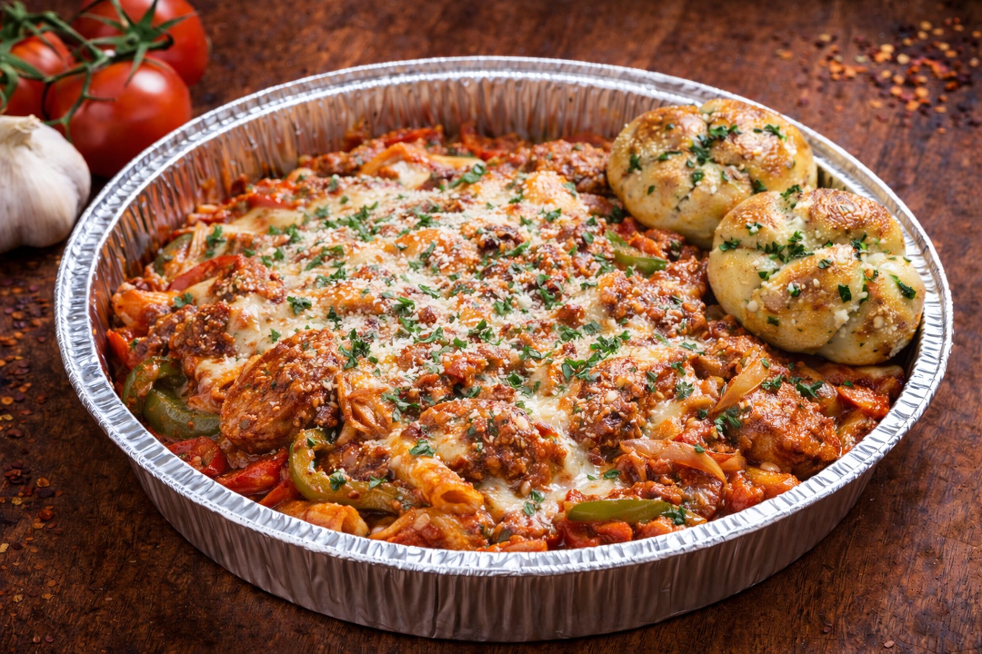 Sausage, Peppers & onions Parmigiana