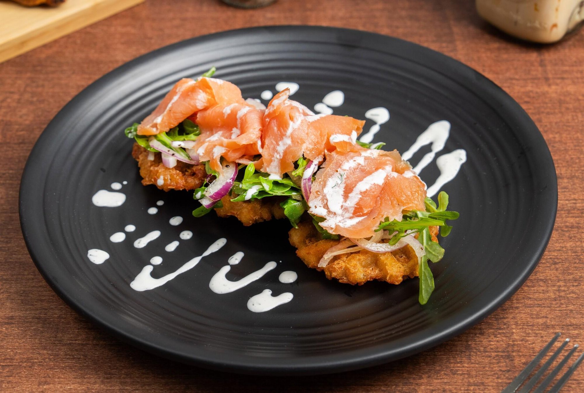 Potato Waffle with Smoked Salmon