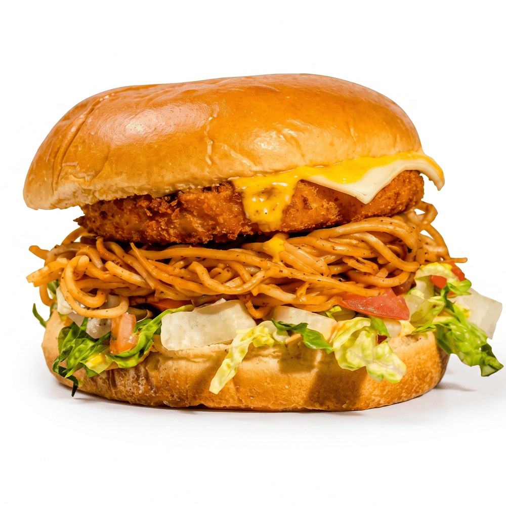 Tawa Noodles Burger with Fries