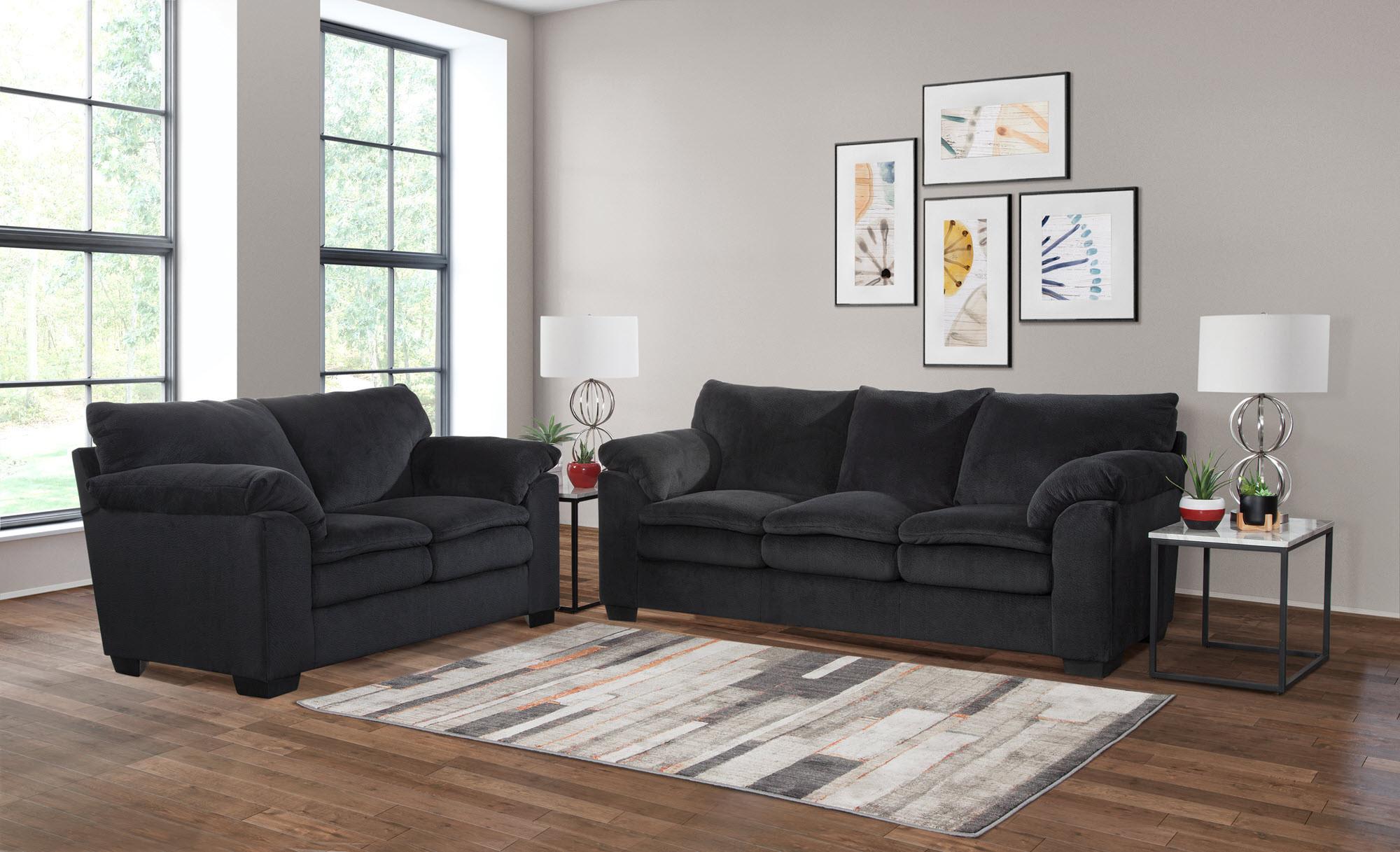 Edith Sofa & Loveseat - Black