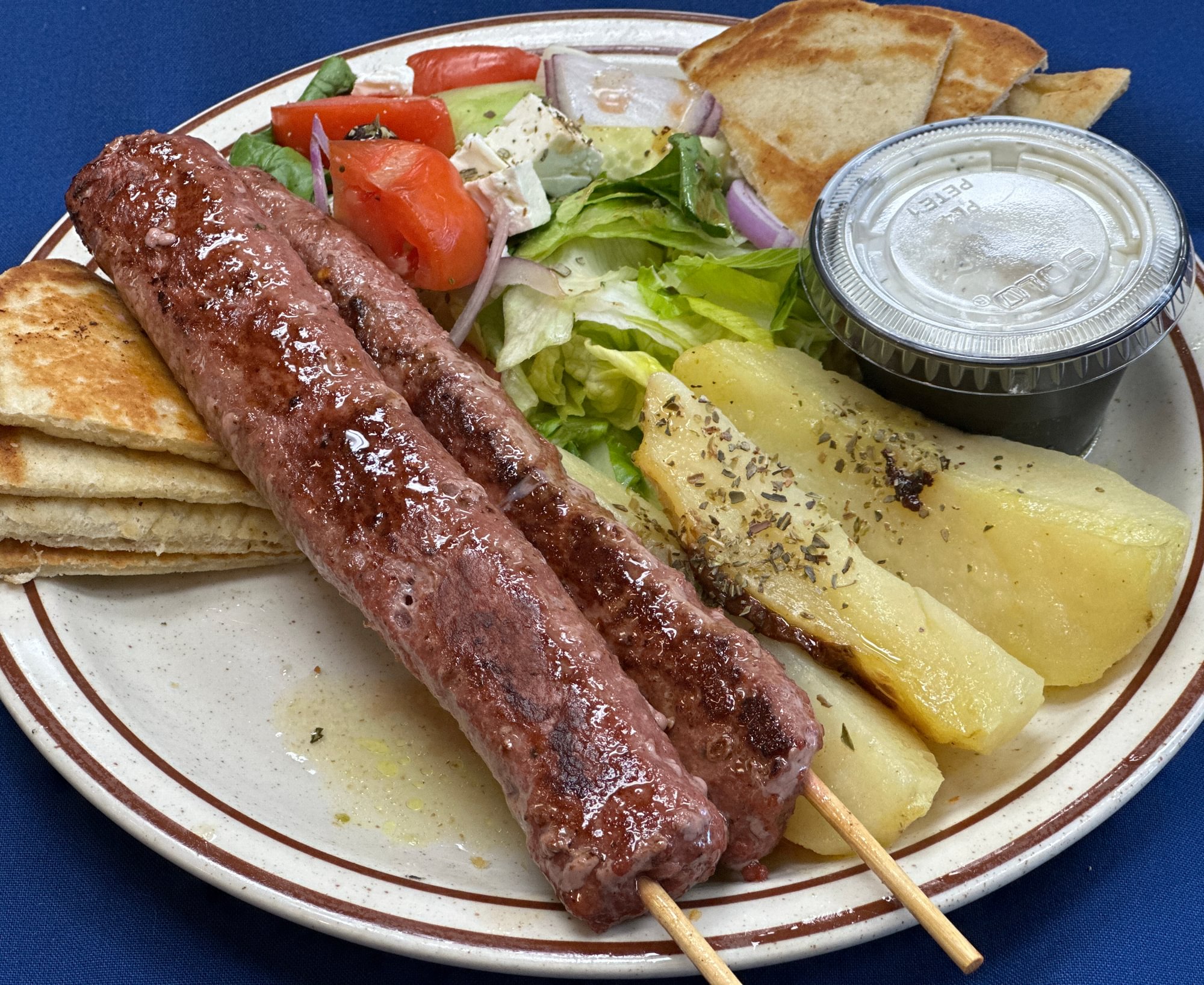 Opa Kebab Giaourtlou Platter (1 Ground Beef & Lamb Skewer)