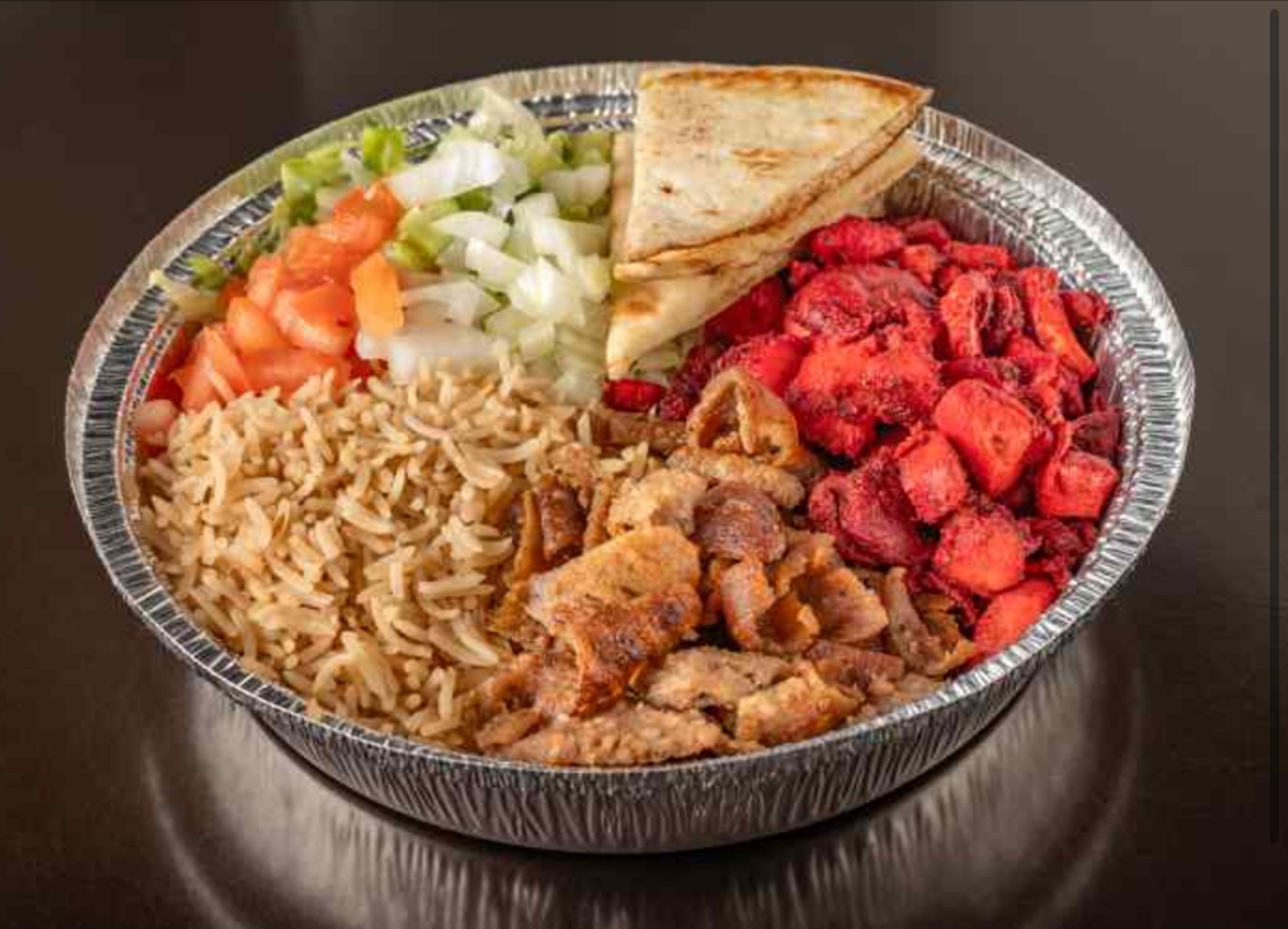 Chicken & Beef Over Rice Platter