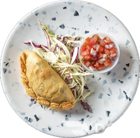 Empanada, Pico de gallo, shredded cabbage