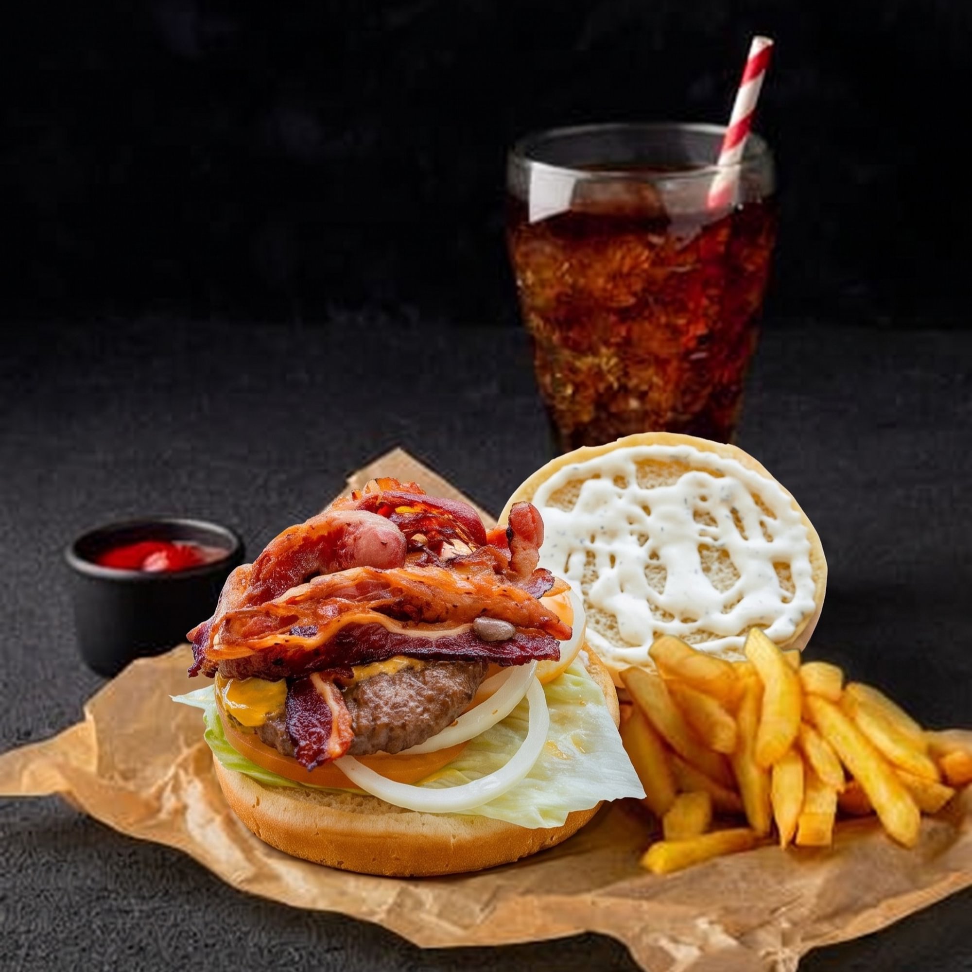 845 burger combo w fries/soda