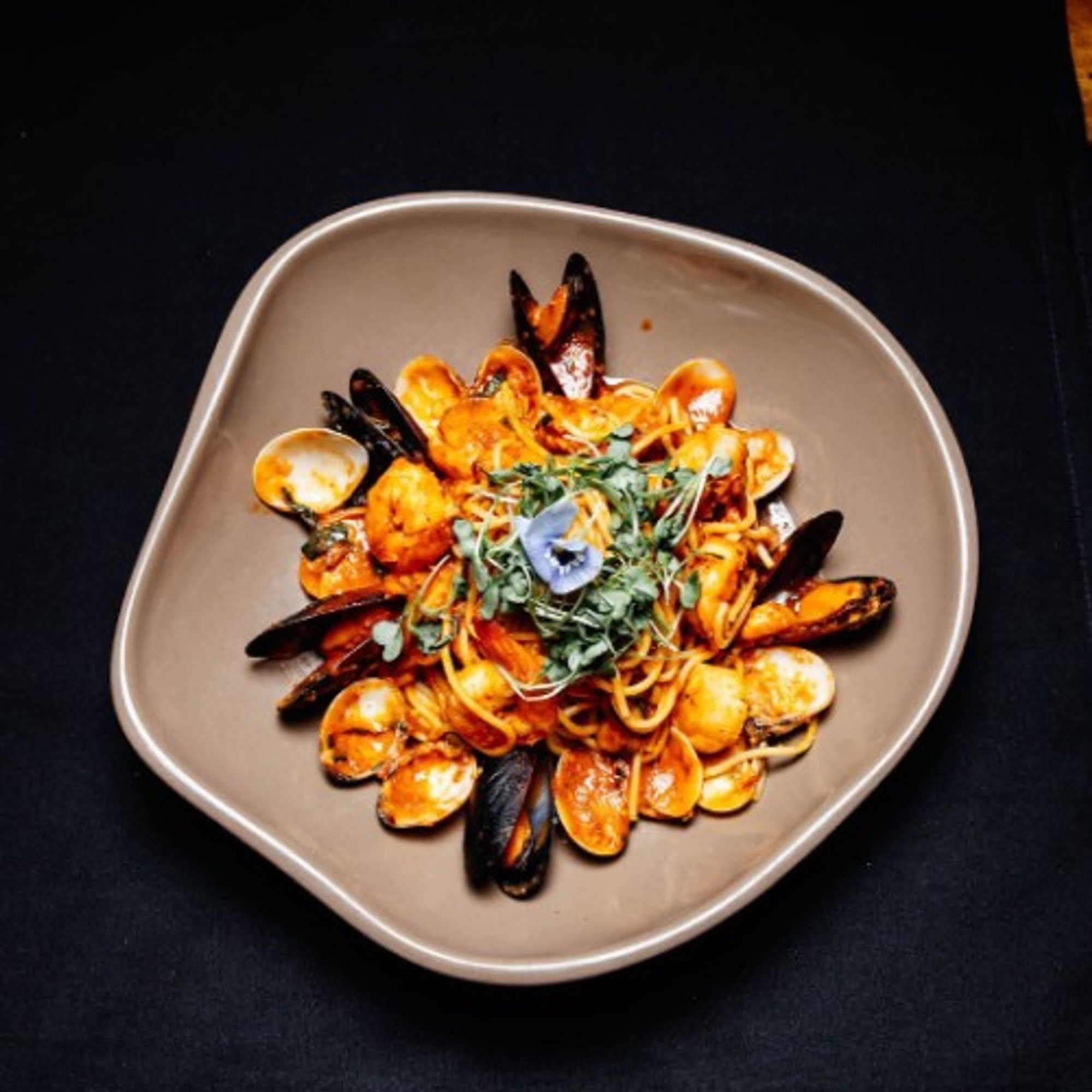 Seafood Bowl Over Pasta
