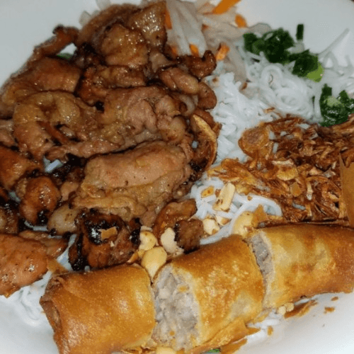 B5- Vermicelli with Grilled Pork & Egg Rolls (2 Pieces)