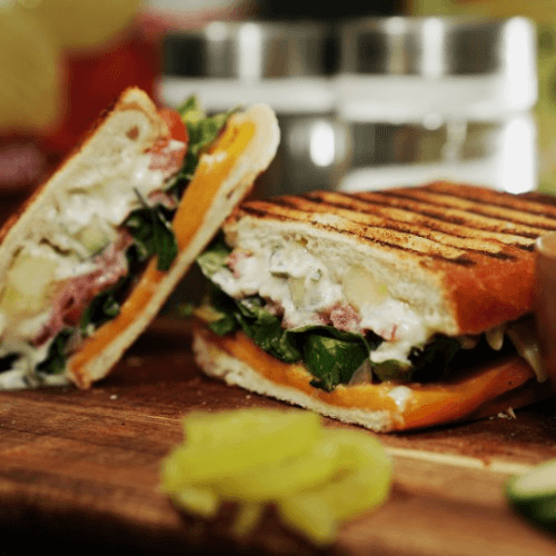 Sautéed Veggie & Cheddar Panini