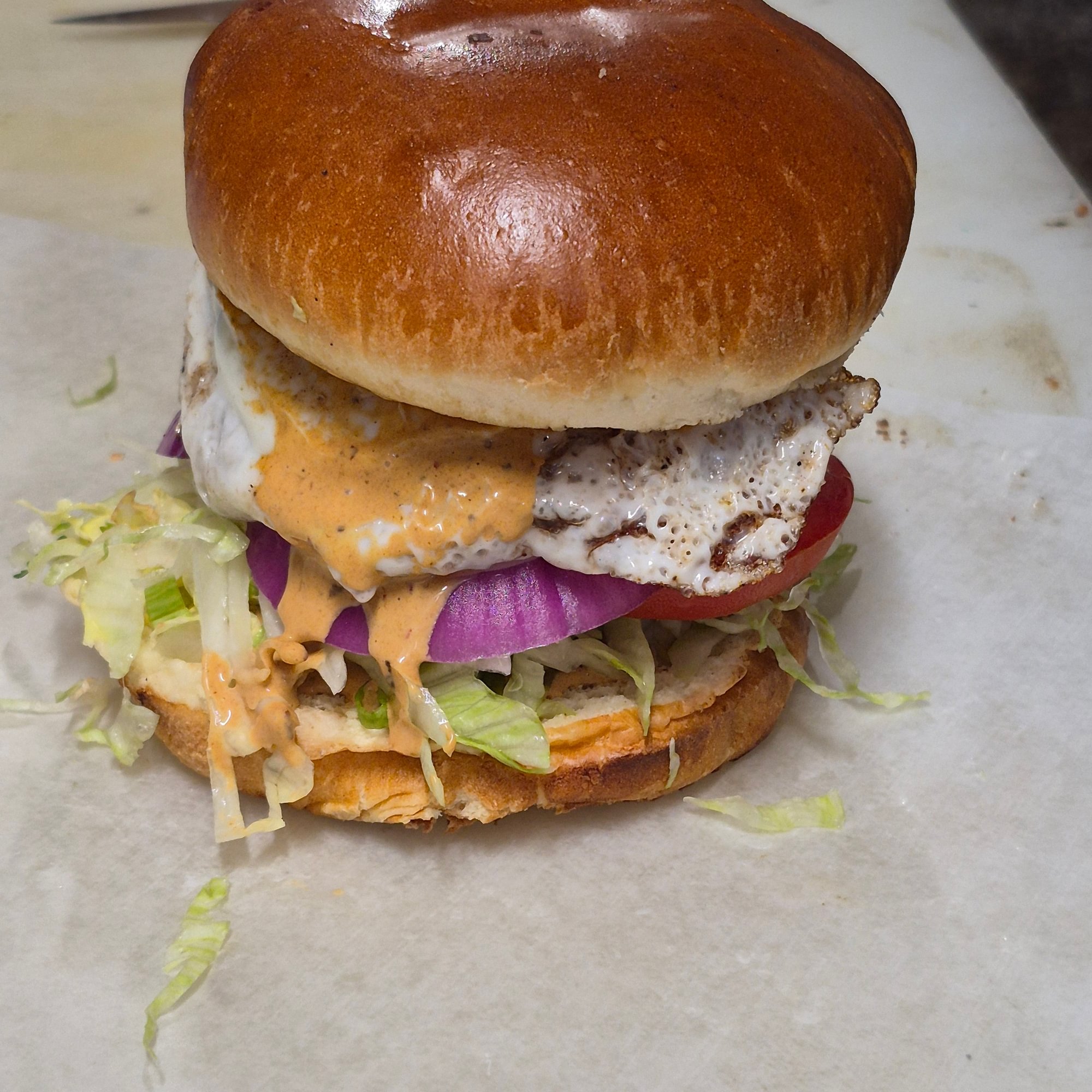 Monster Burger Sandwich W Fries & Pop