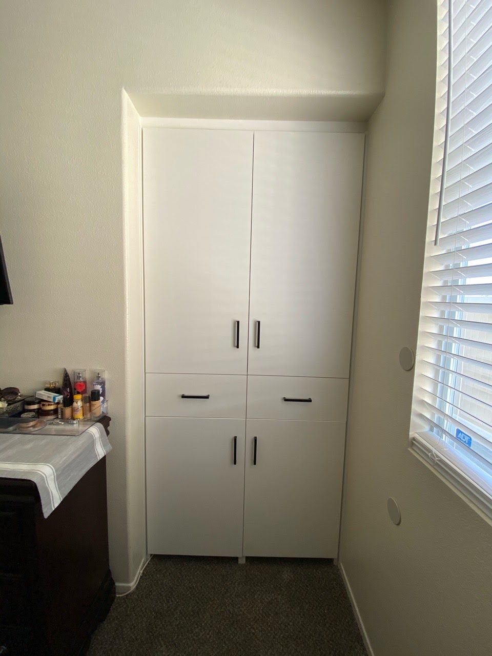 White Cabinet w/ Oil Rubbed Bronze Handles