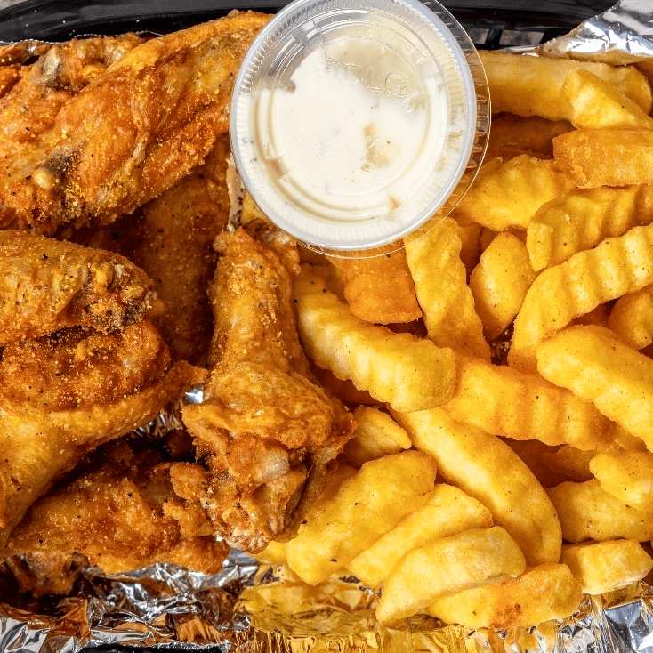 ^6 wings and fries