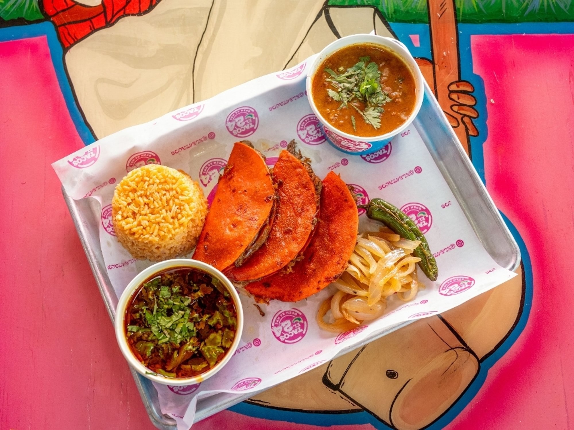 Quesatacos De Birria Plate Rice & Beans