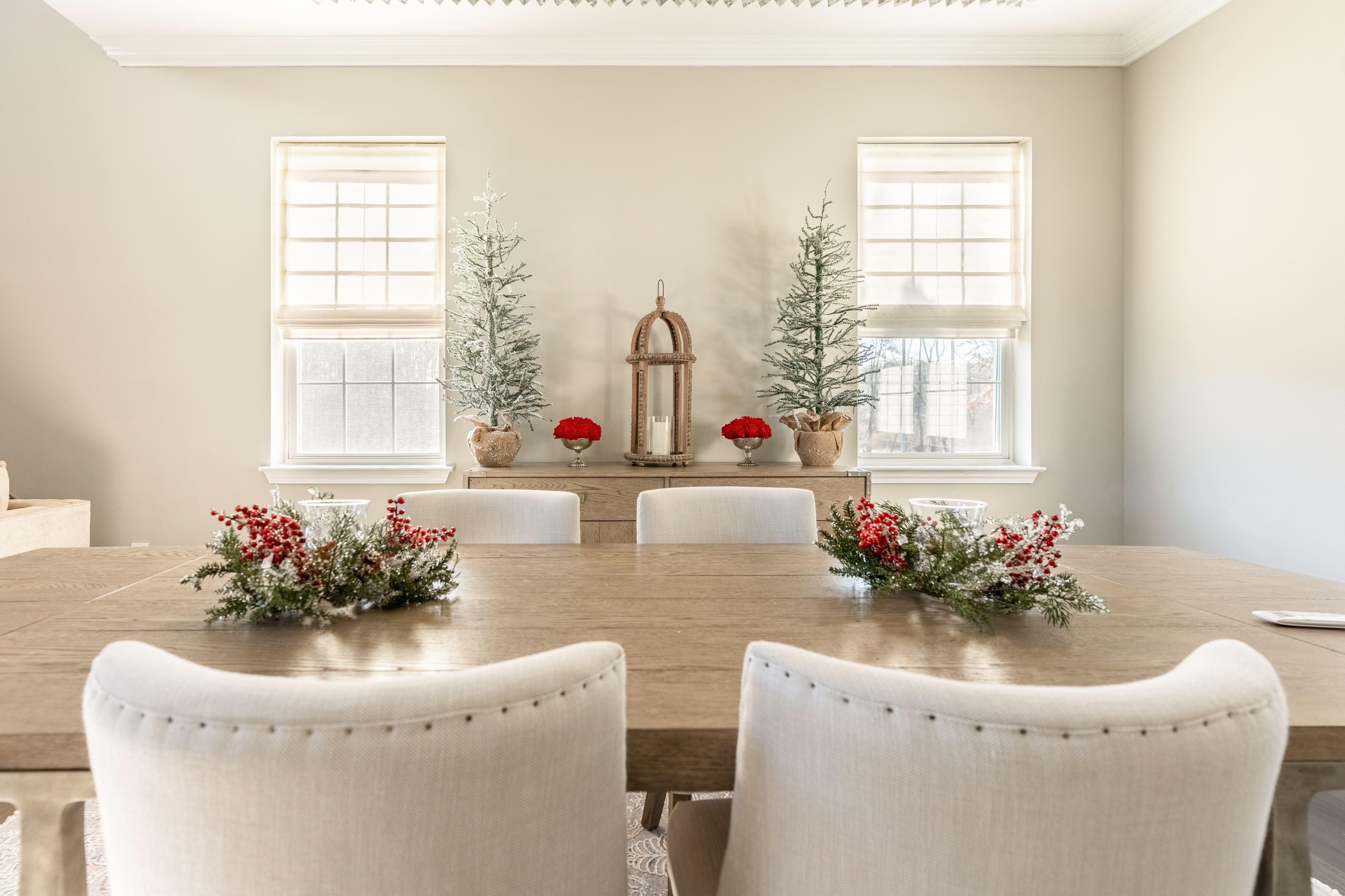 These Roman Shades added some privacy without blacking out that beautiful light coming in. Great addition to this modern, welcoming dining room in New Jersey.