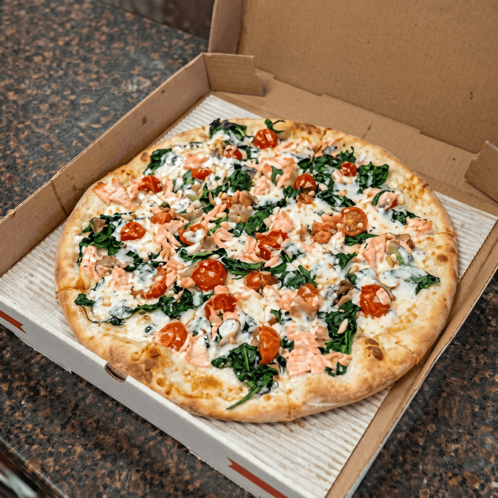 Spinach Salmon Pizza