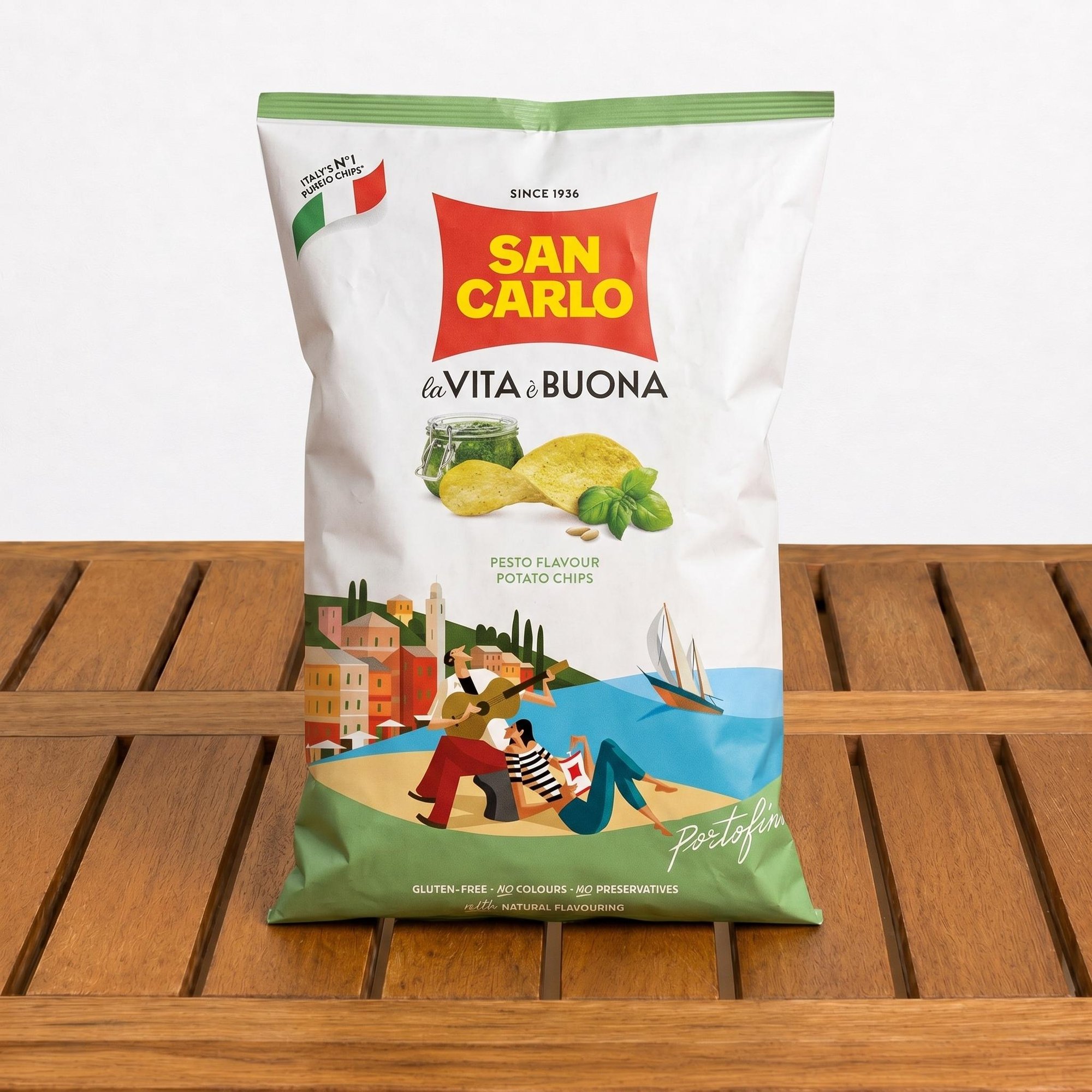 Pesto potato chips