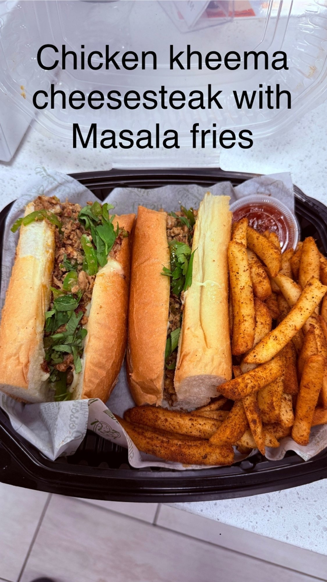 Chicken Kheema Cheesesteak with Fries