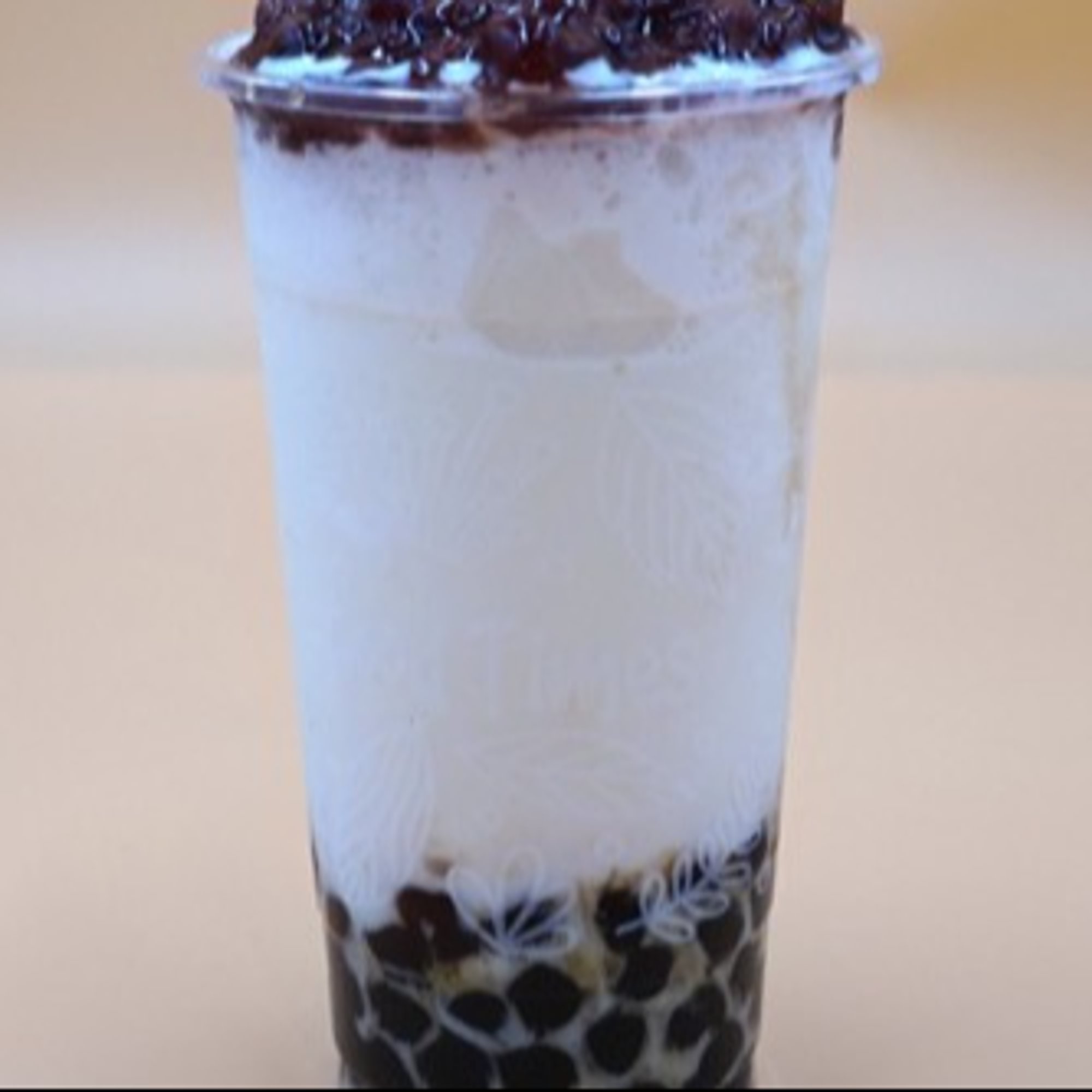 I04. Iced Milk Drink W/ Red Bean & Honey Boba