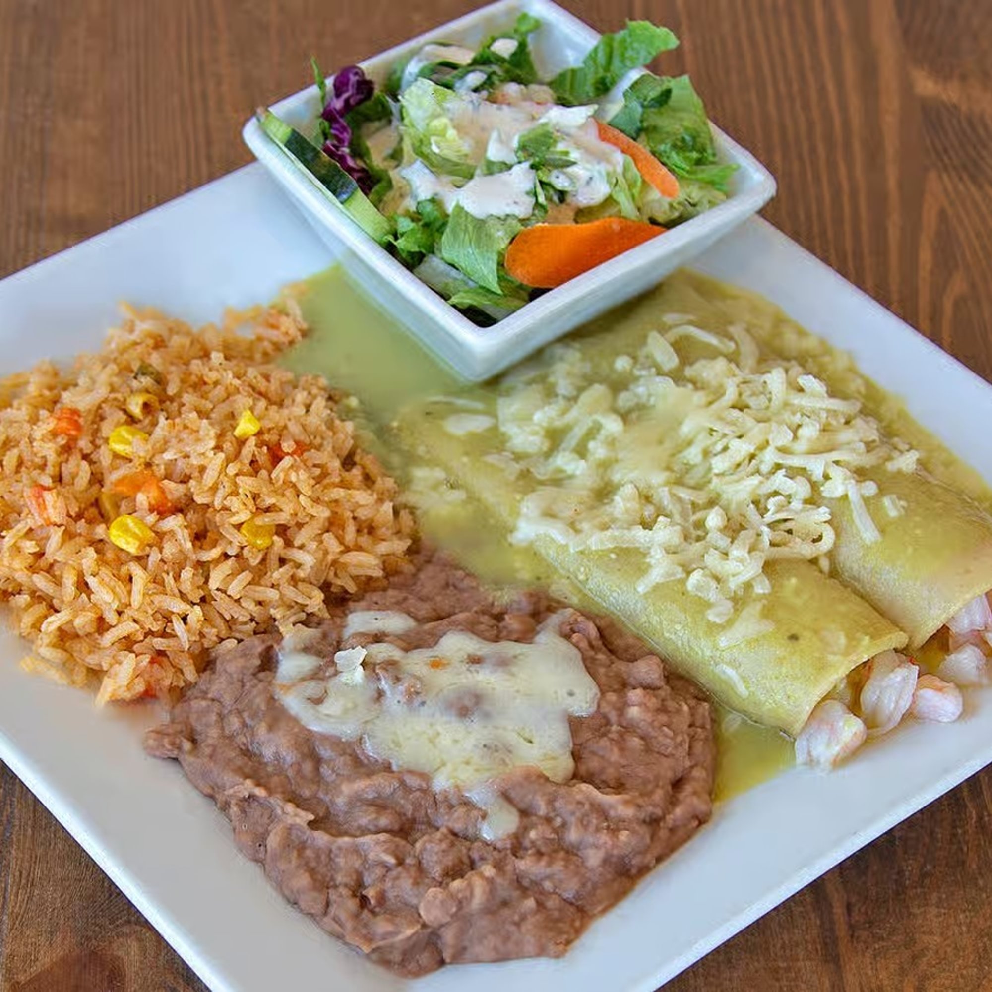 Enchiladas Suizas de Camarón