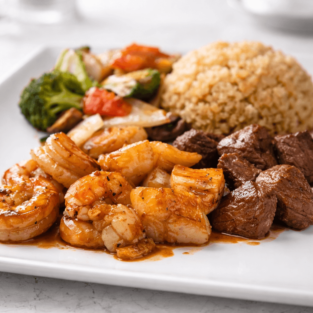 Hibachi Filet Mignon, Shrimp, Scallop