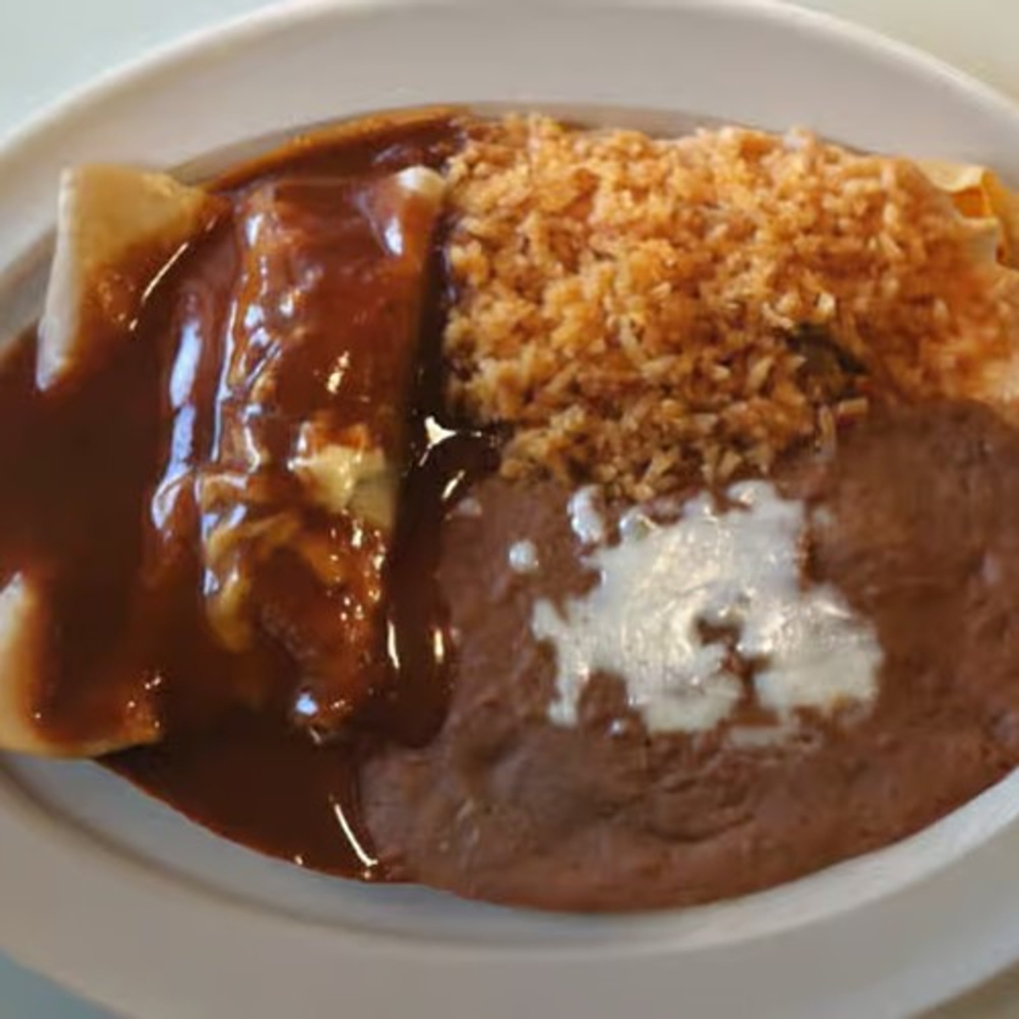 7. Bean Burrito, Spinach Enchilada & Rice