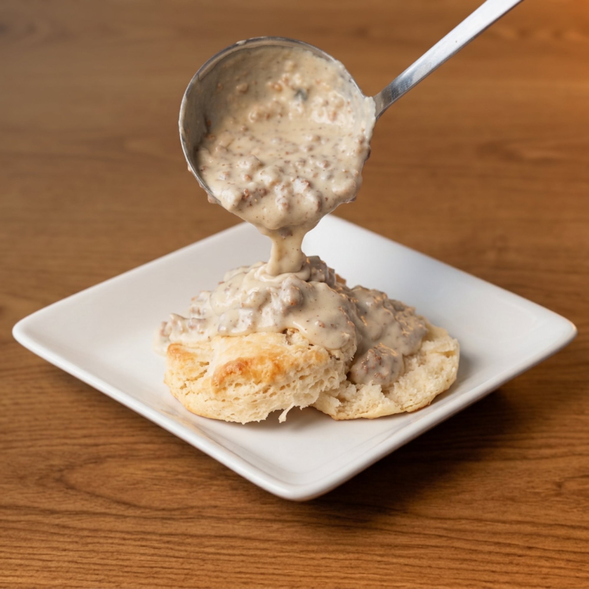 Sausage Gravy Over One Biscuit