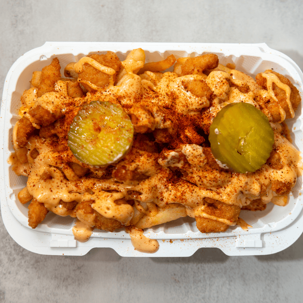 Golden Crispy Shrimp Loaded Fries