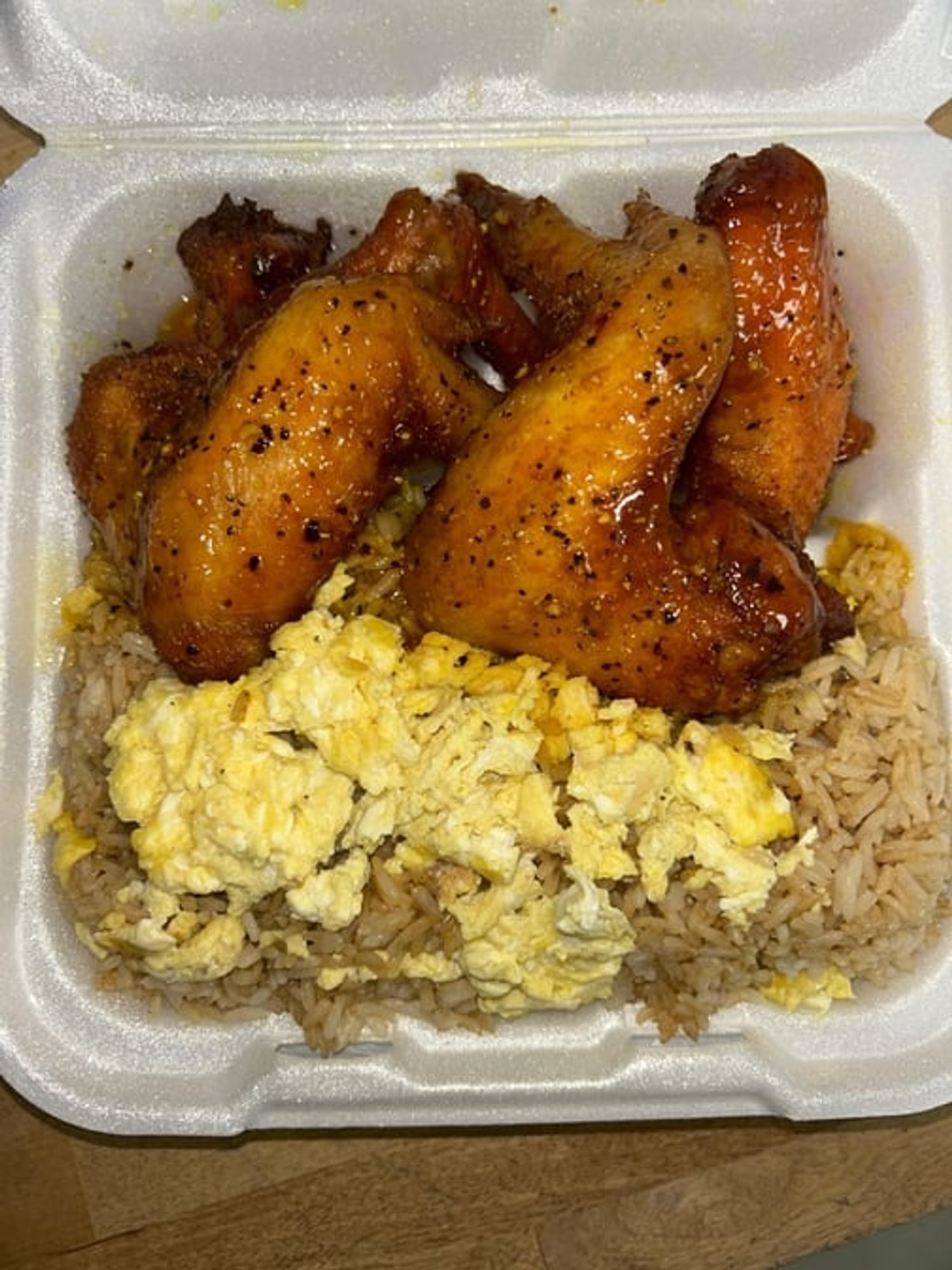 Four Whole Wings and Egg Fried Rice