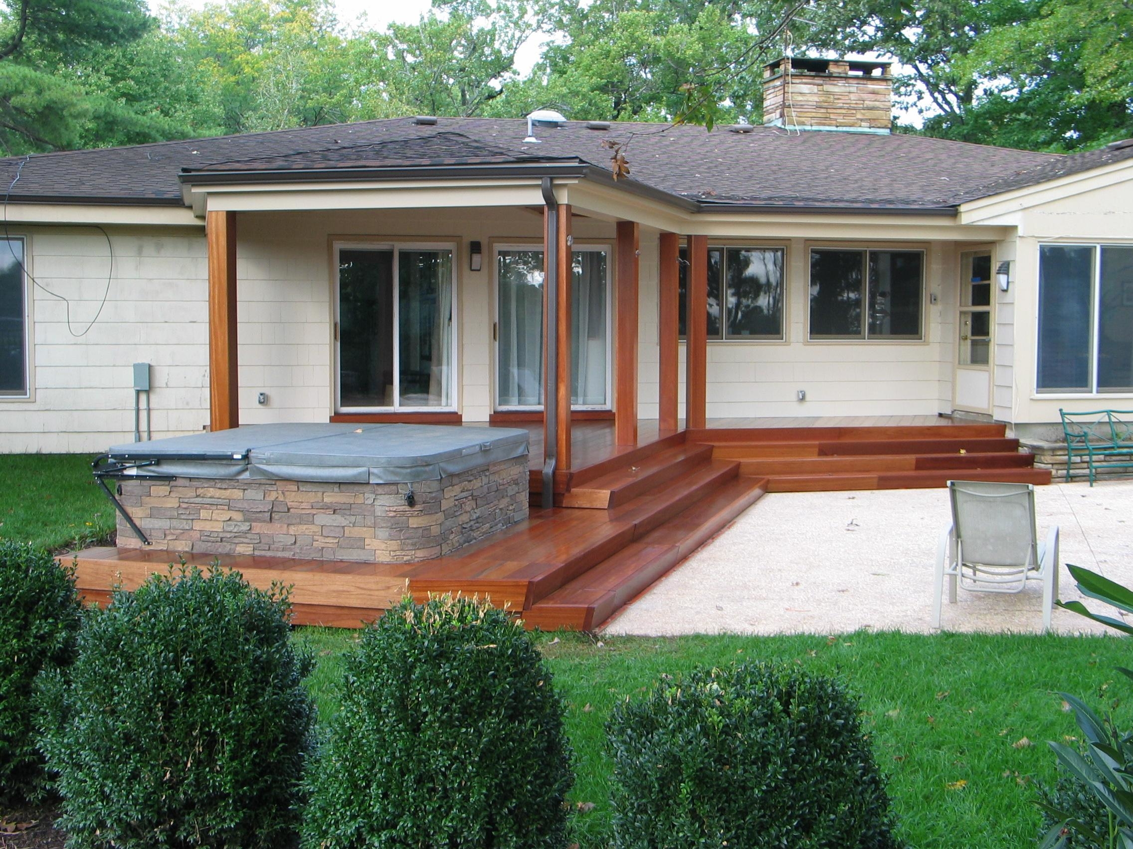 Mahogany deck with hot tub
