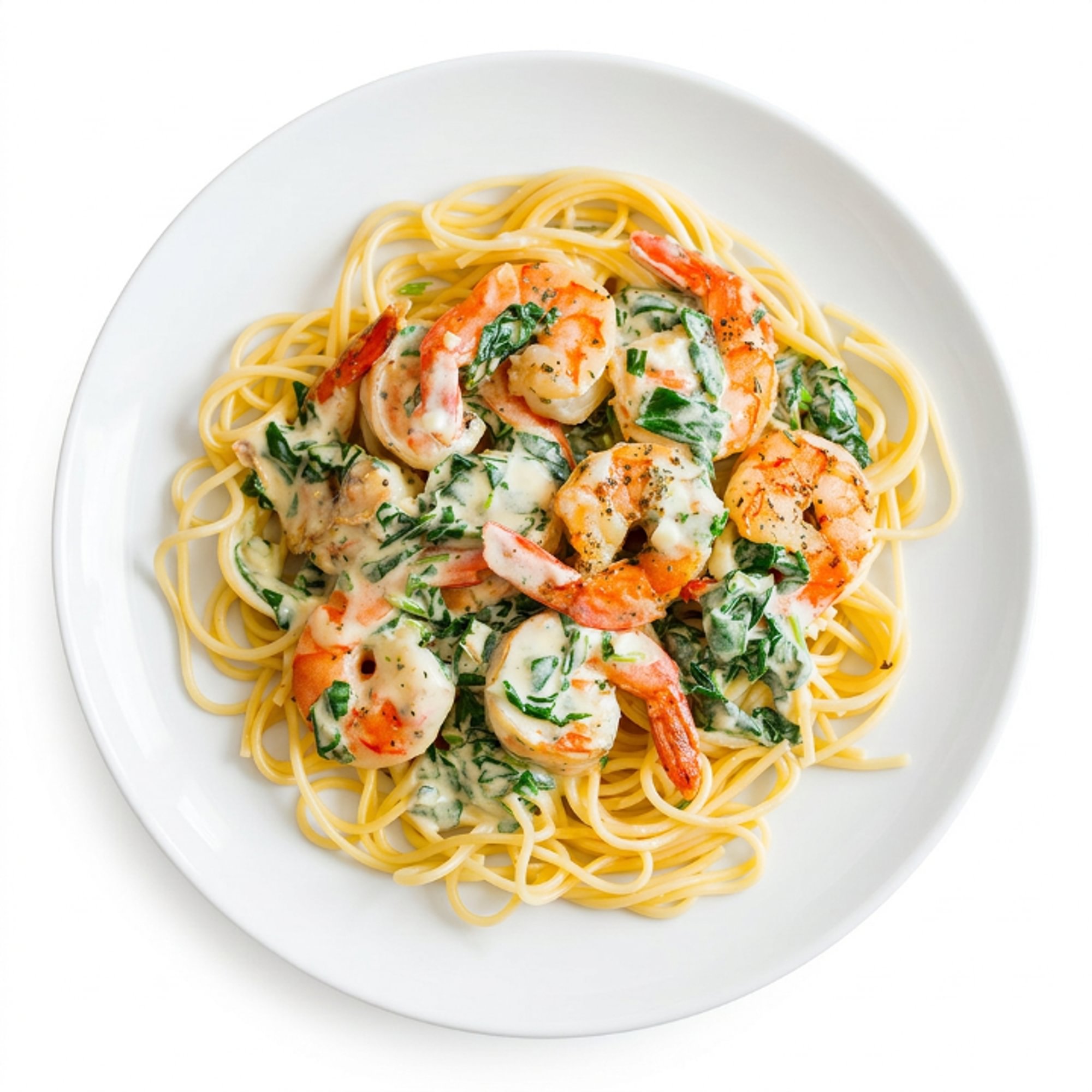 Rockefeller shrimp rigatoni