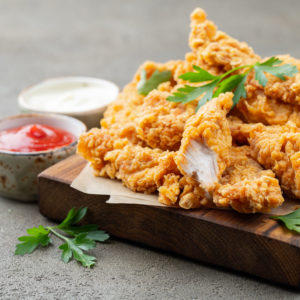 TWO CRISPY CHICKEN STRIPS WITH TATER POPS | KIDS