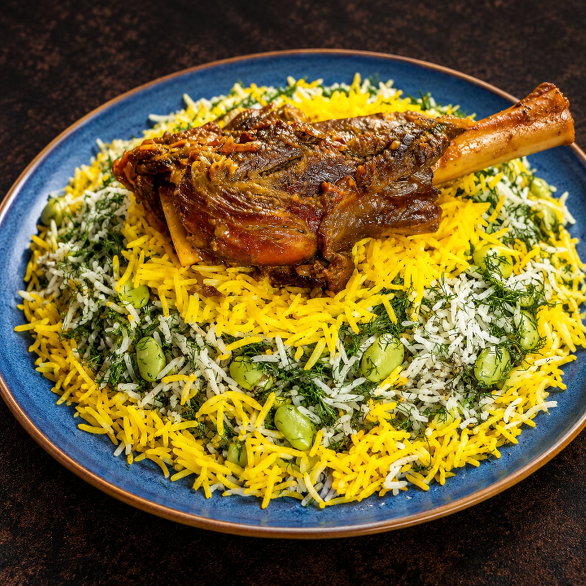 Lamb Shank with Baghali Polo