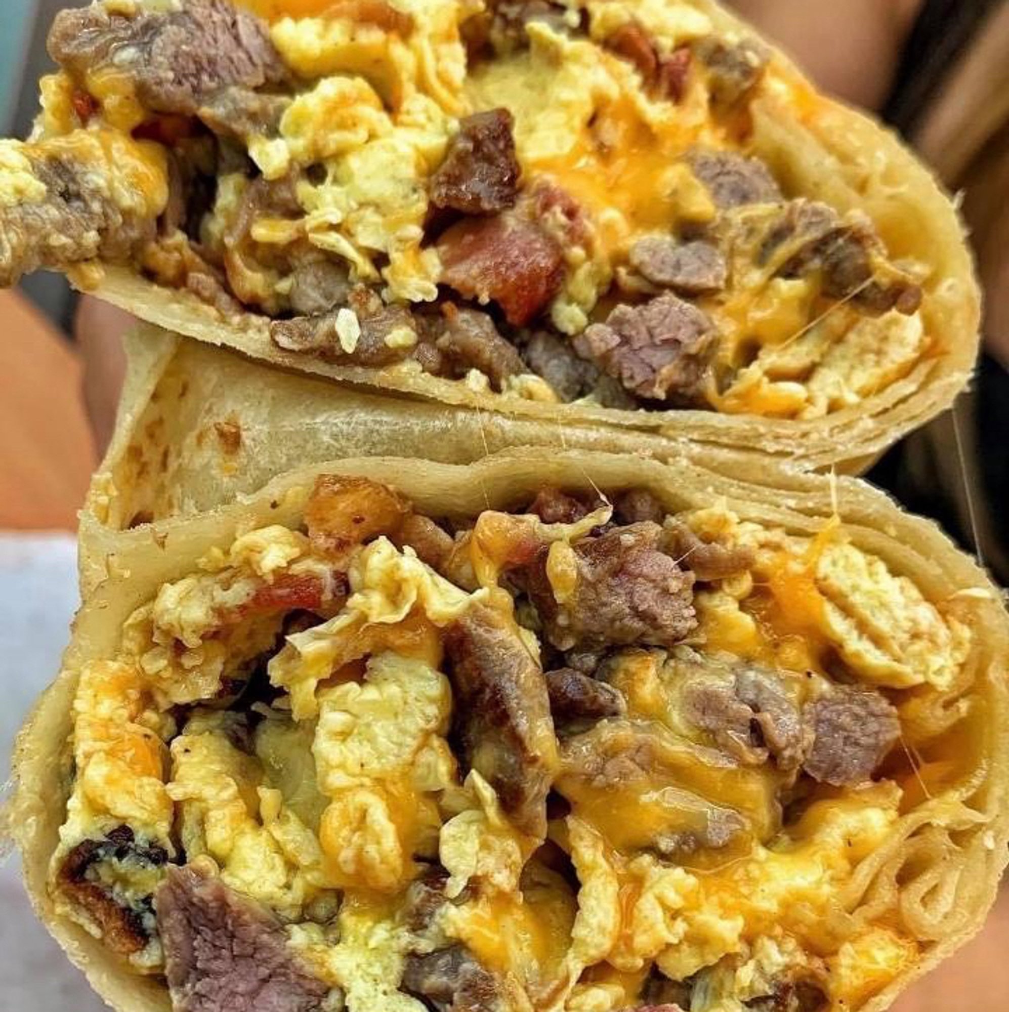 Carne asada (steak) breakfast burrito