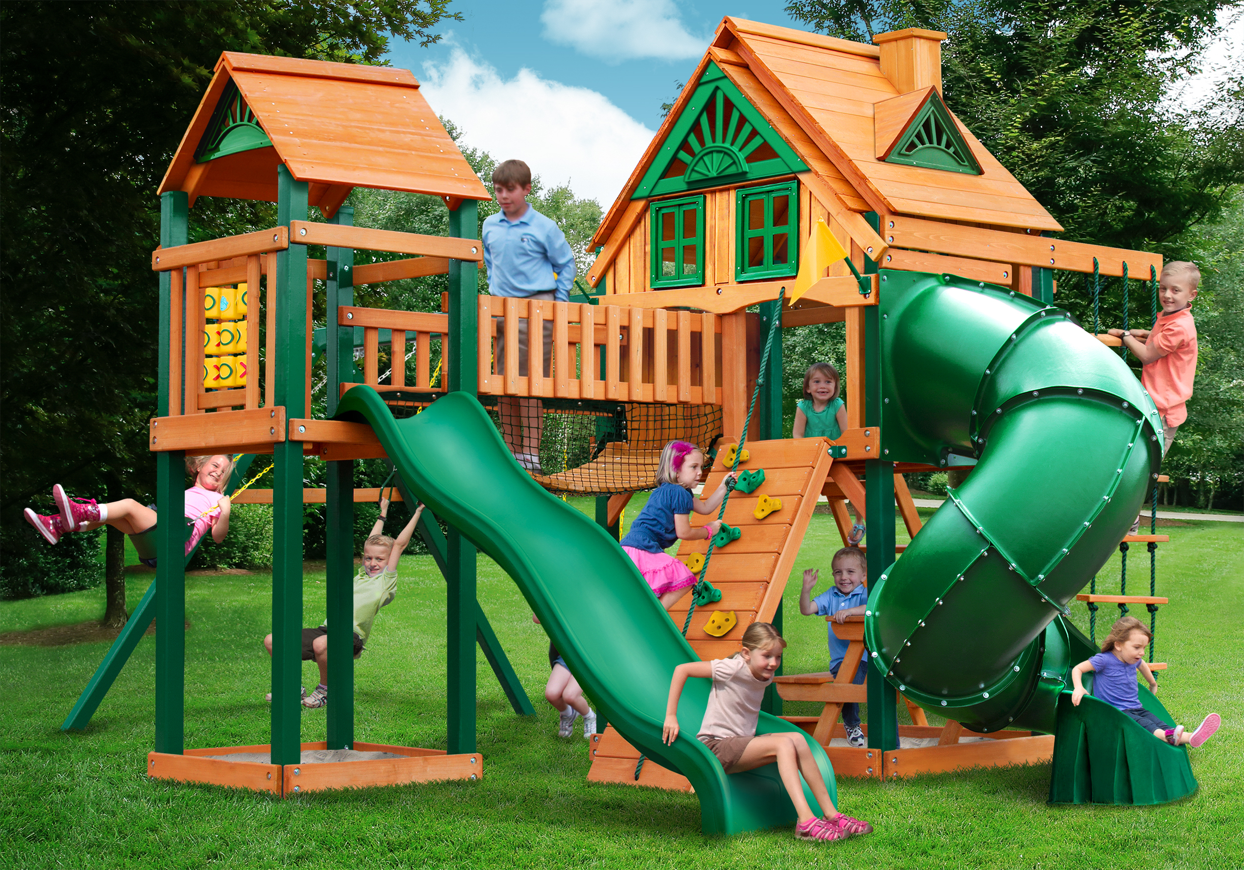 Horizon w/ Clatter Birdge, Tower, Tube Slide, & Treehouse w/ Fort Add-On