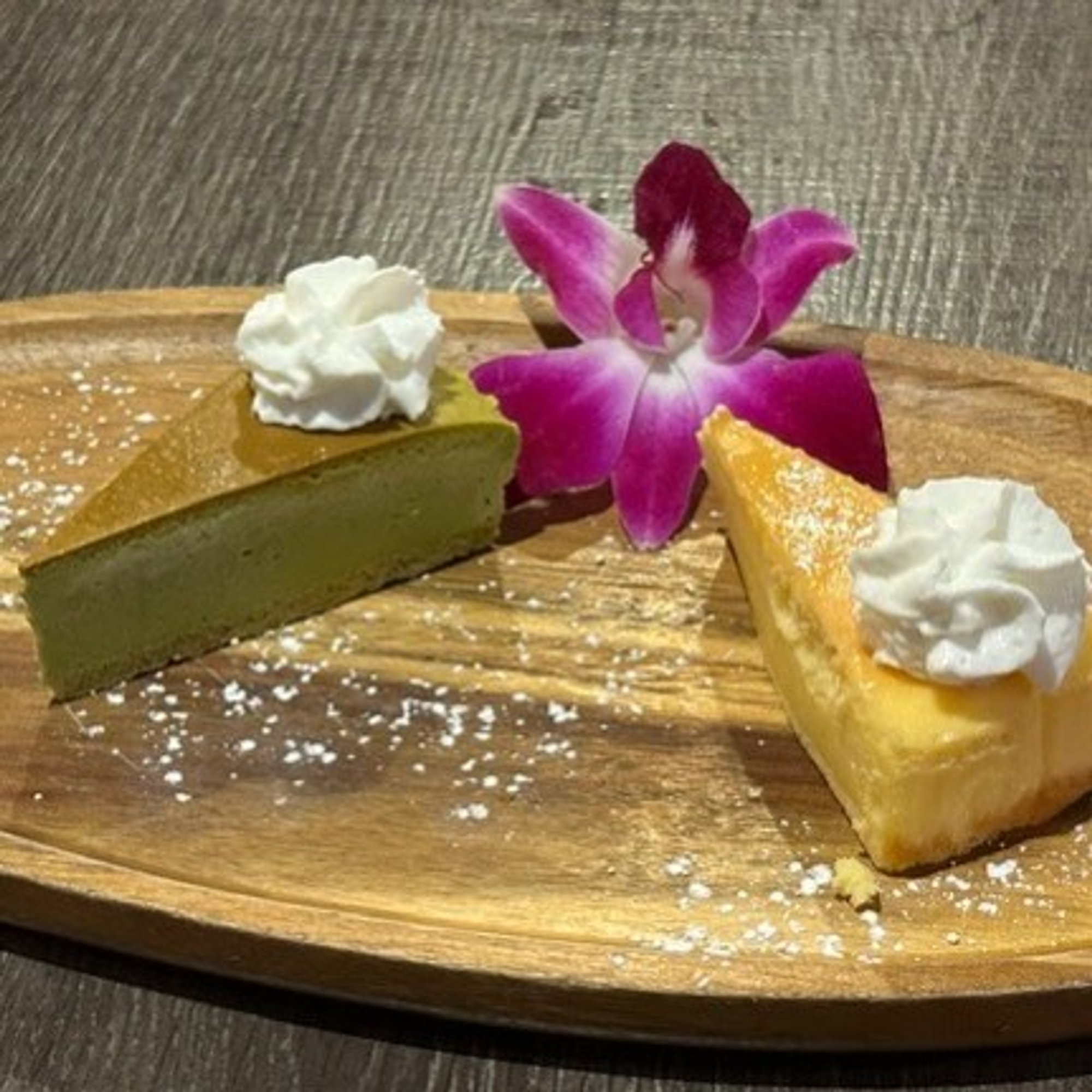 Baked green tea and Yuzu cheesecake