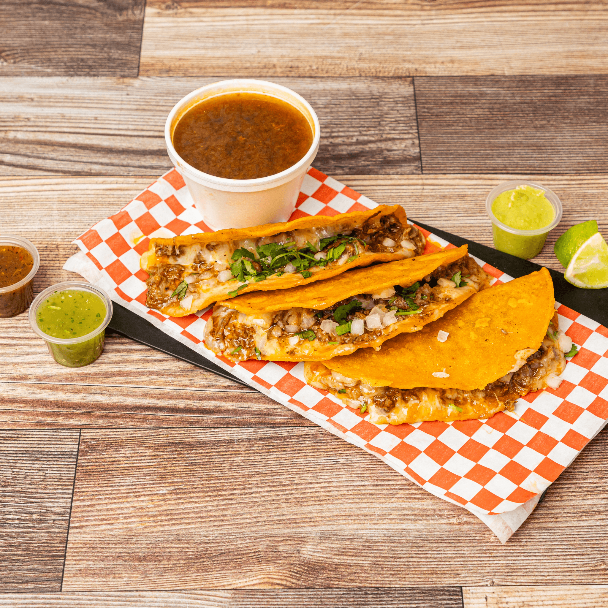 Quesabirria Tacos with Consommé