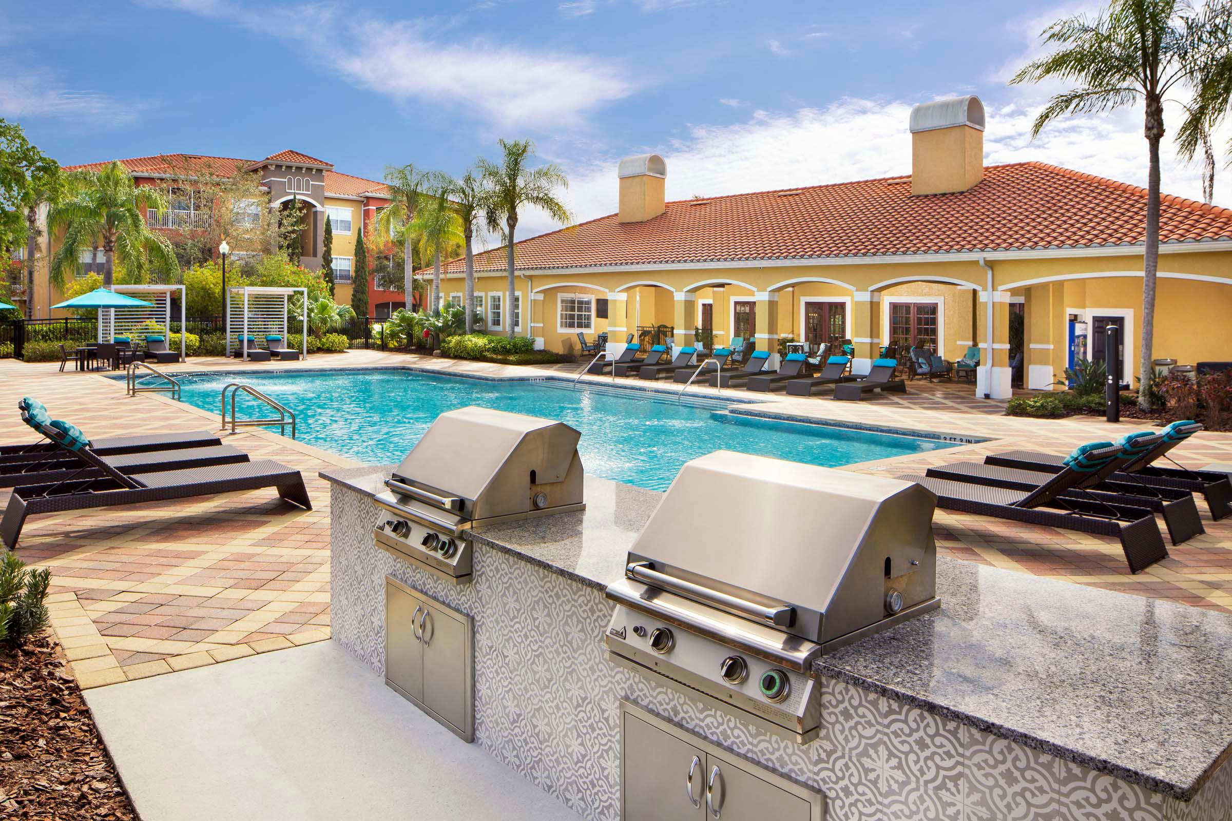 Poolside outdoor grills