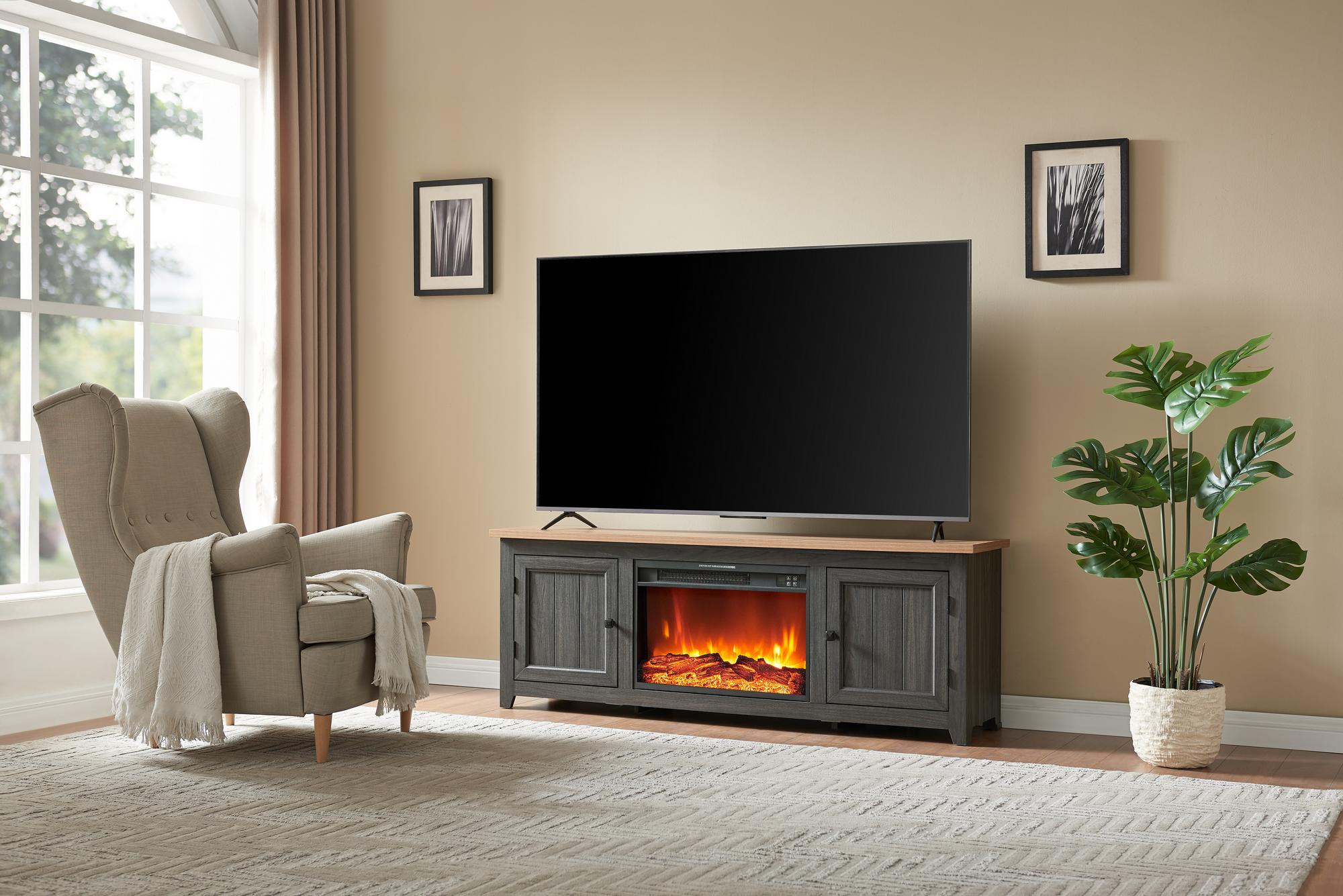 62" Bradley Unfold TV Stand with Fireplace