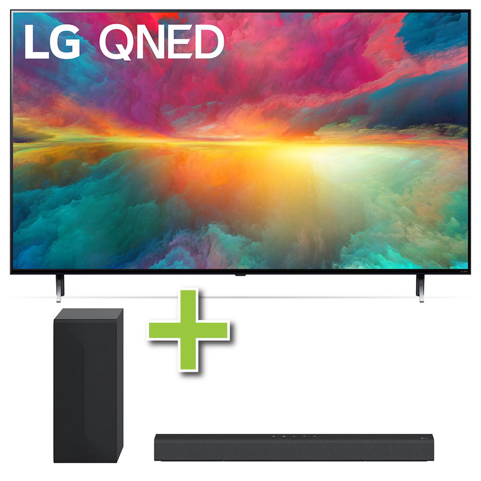 75" LG QNED 4K UHD Smart TV w/ LG 2.1 Channel 300-Watt Sound Bar & Wireless Subwoofer
