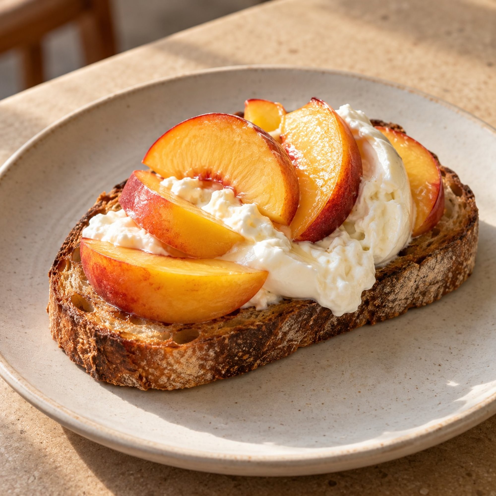 Peach Burrata Toast
