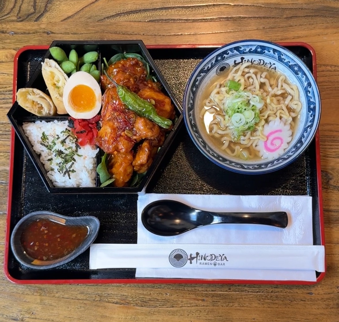Yu-Lin-Chi (Sweet and Spicy Fried Chicken) Bento with Mini Ramen