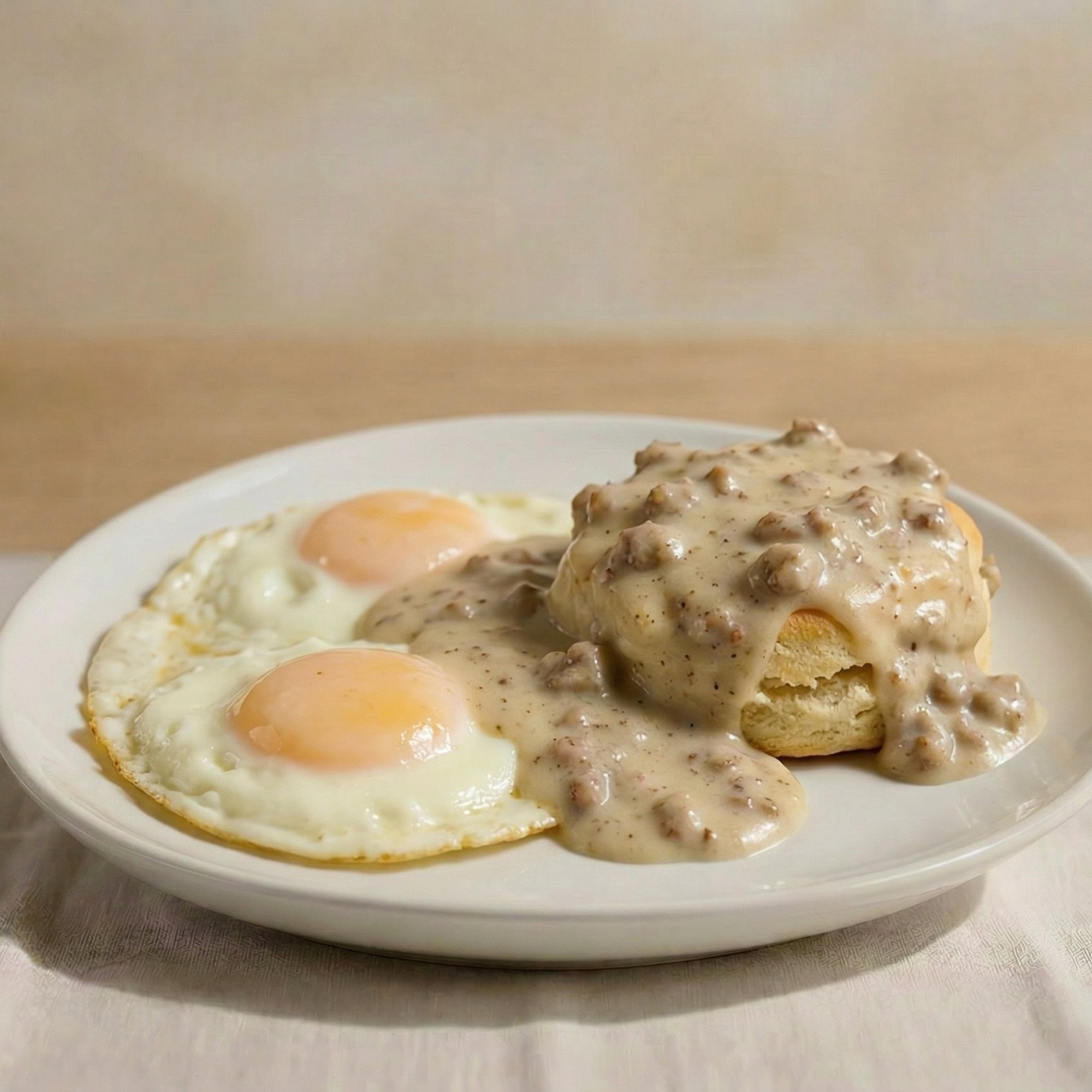 Small Biscuit & Gravy, Two Egg