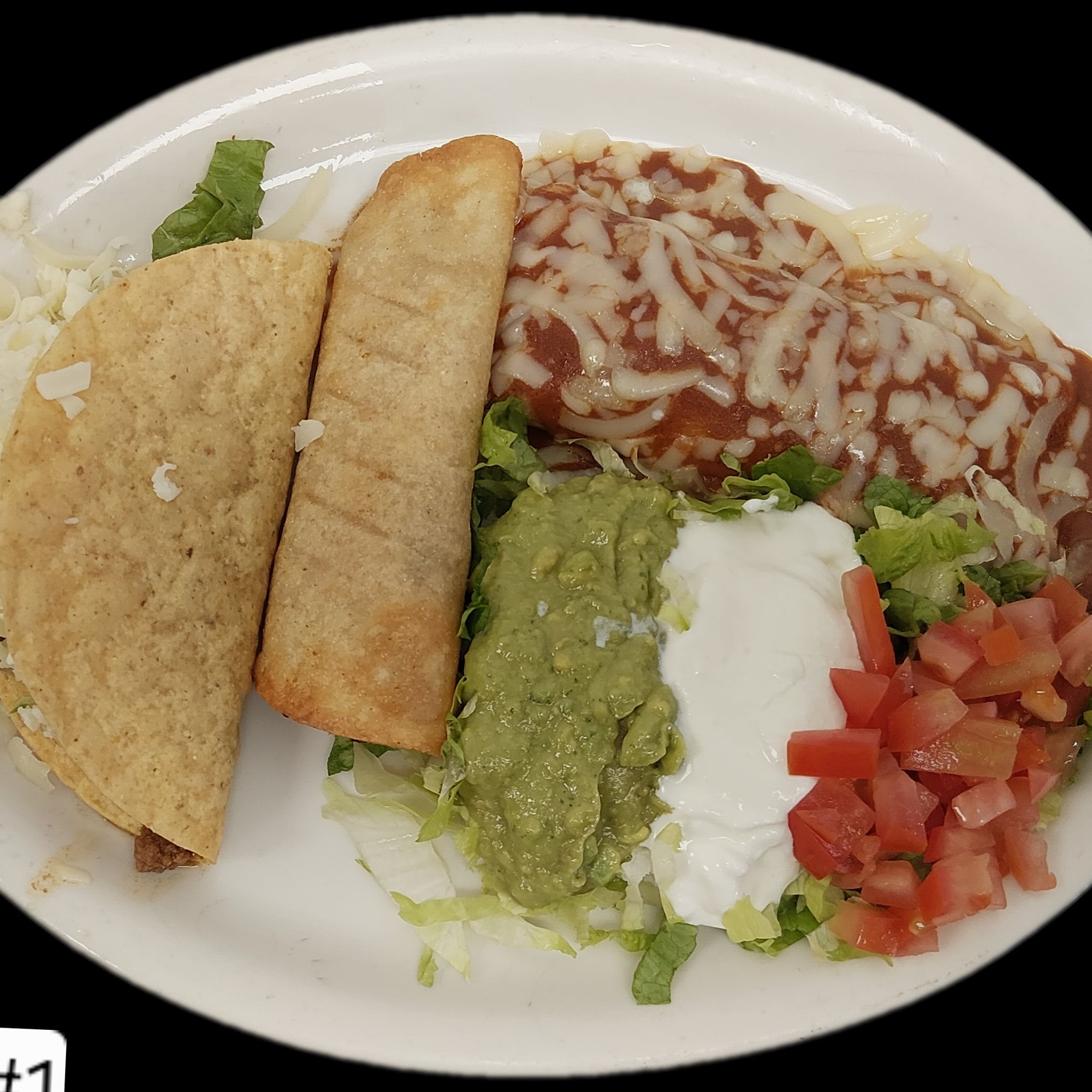 L8. Enchilada, Flauta, Taco and Guacamole Salad