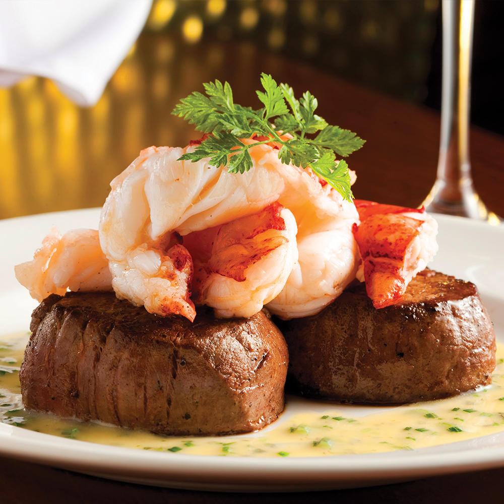 Seared Tenderloin with Butter Poached Lobster Tails.