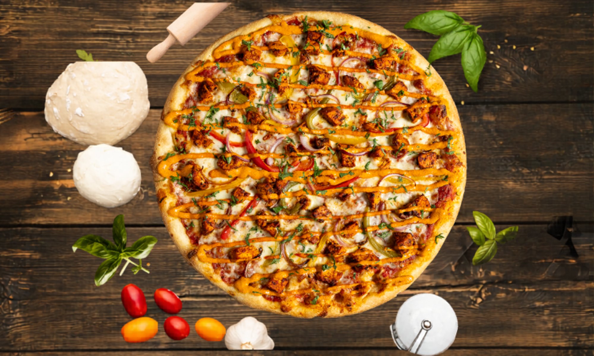 Large Tandoori Chicken Pizza